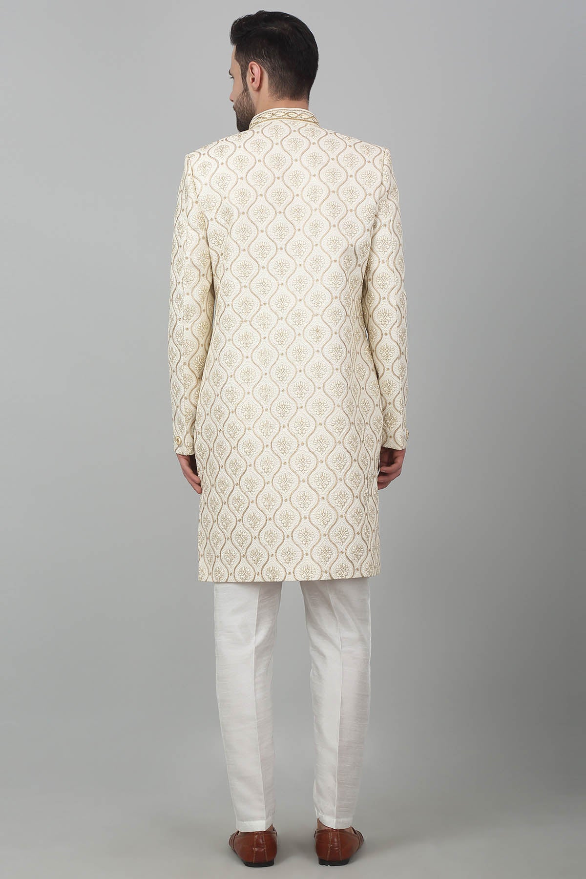 Ivory Embroidered Sherwani Set