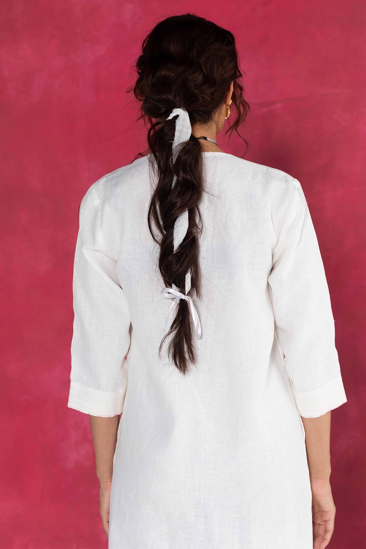 Ivory Embroidered Shirt Dress