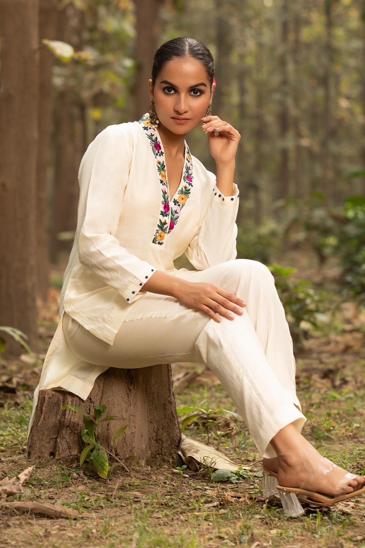 Buy Ivory Embroidered Tunic Set by Richa Chhabra Malhotra for women online at ScrollnShops