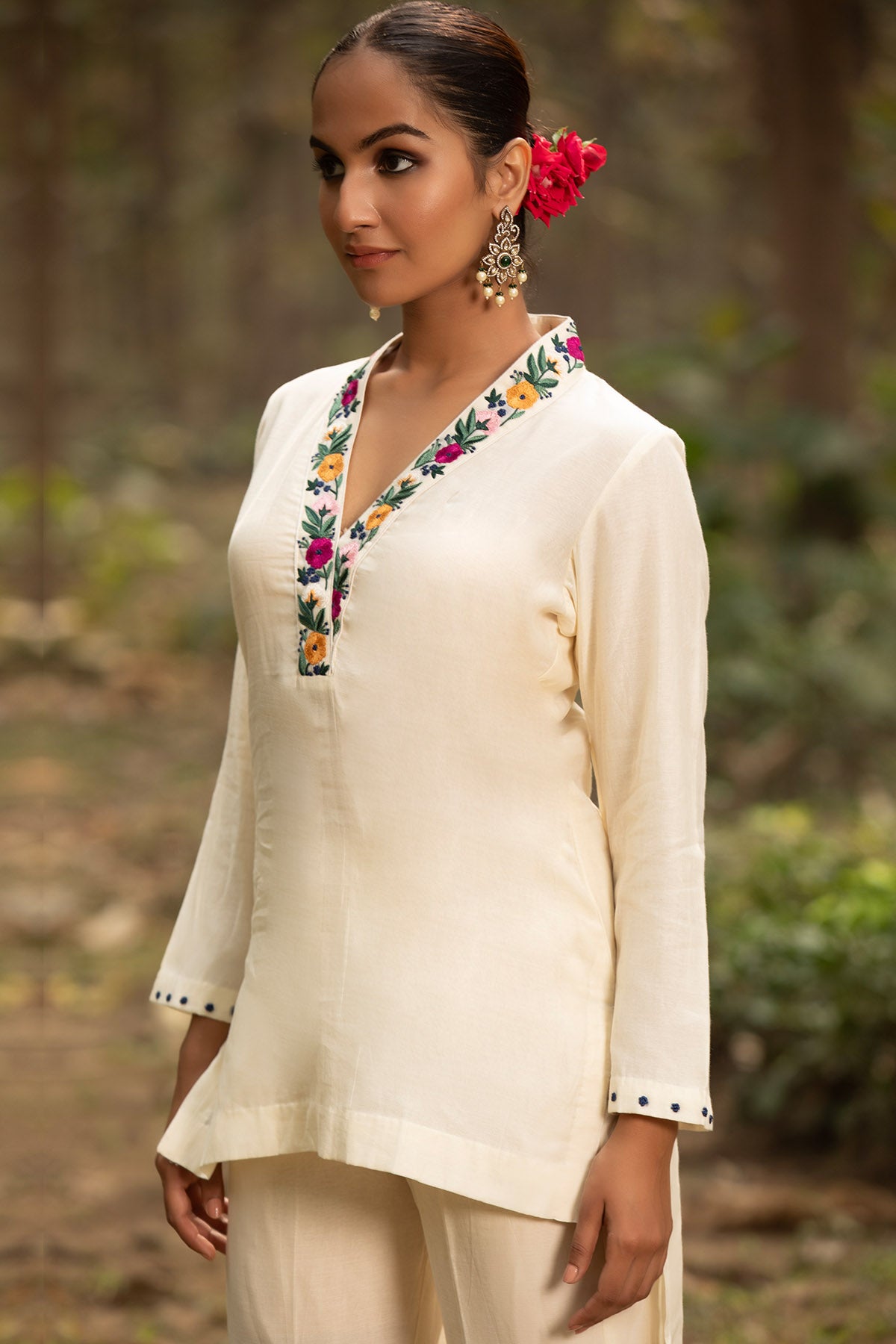 Ivory Embroidered Tunic Set