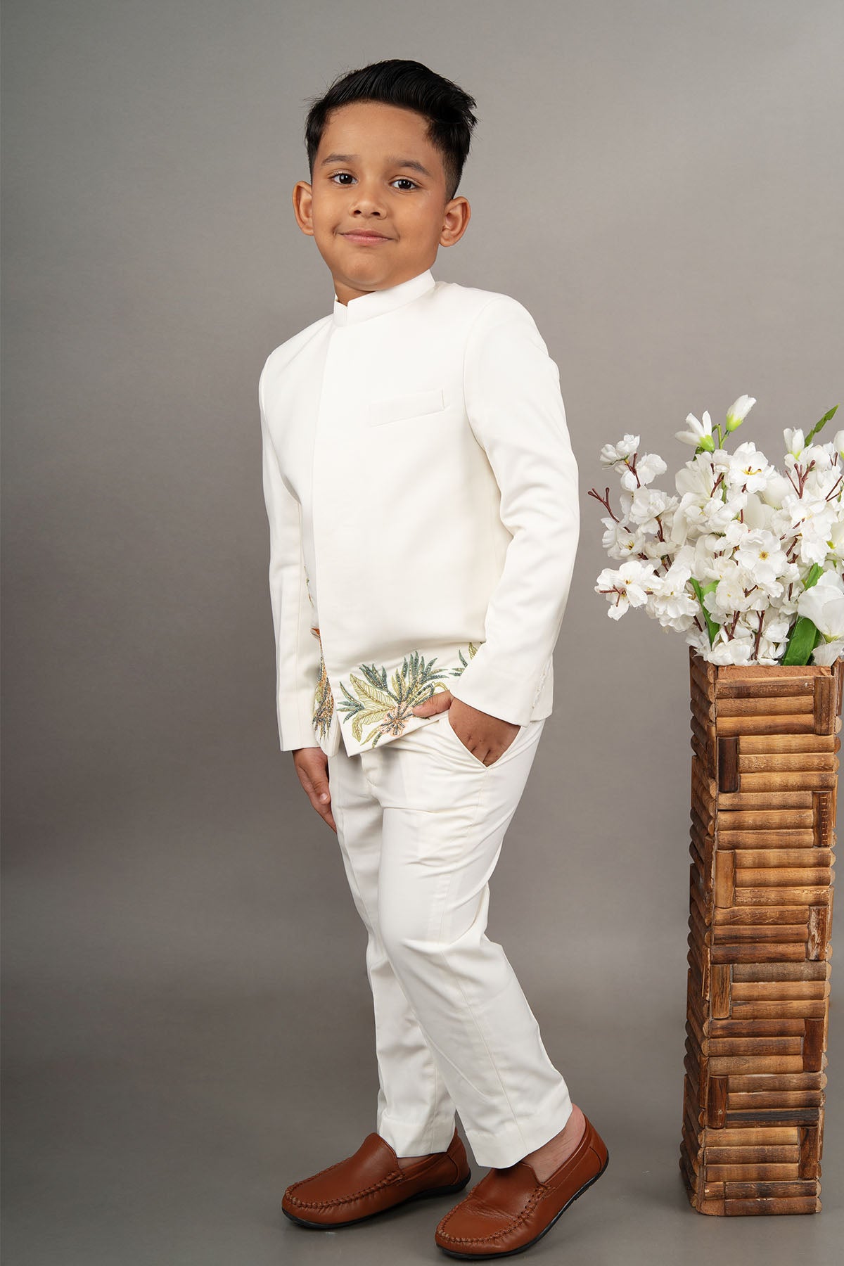 Ivory Embroidery Bandgala Set