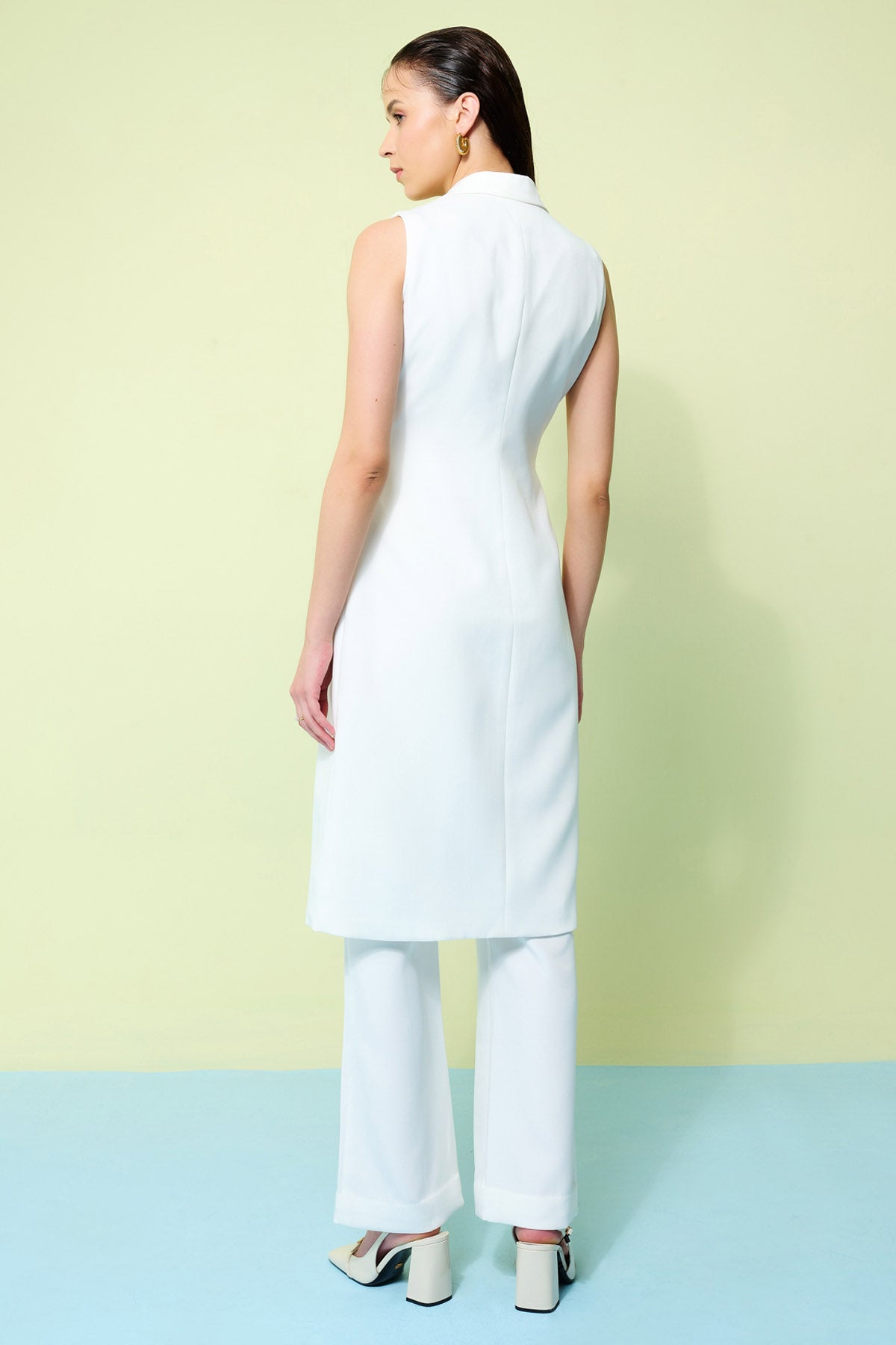 Ivory Flap Collar Coat & Pants