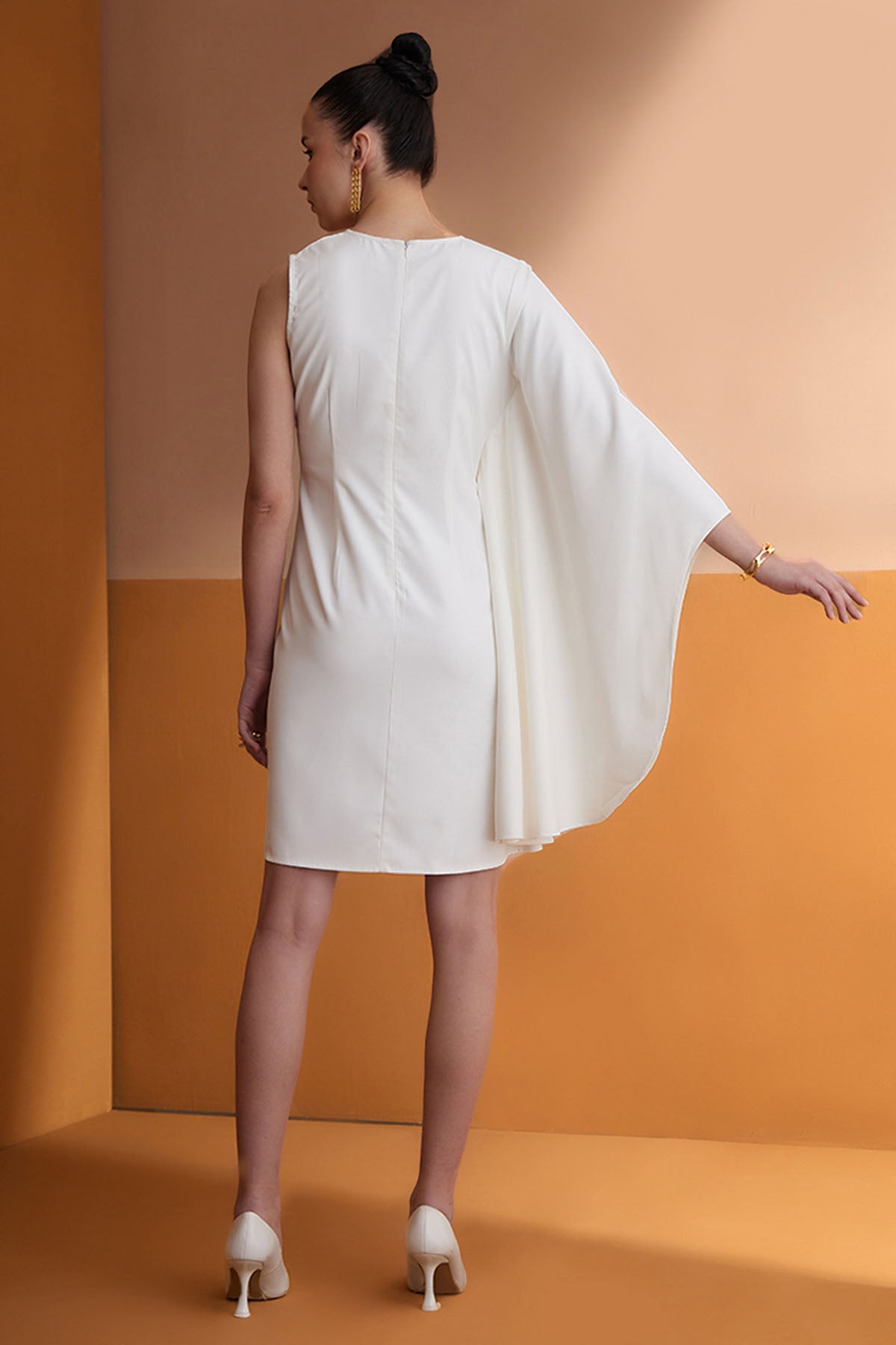 Ivory Flared Sleeve Mini Dress