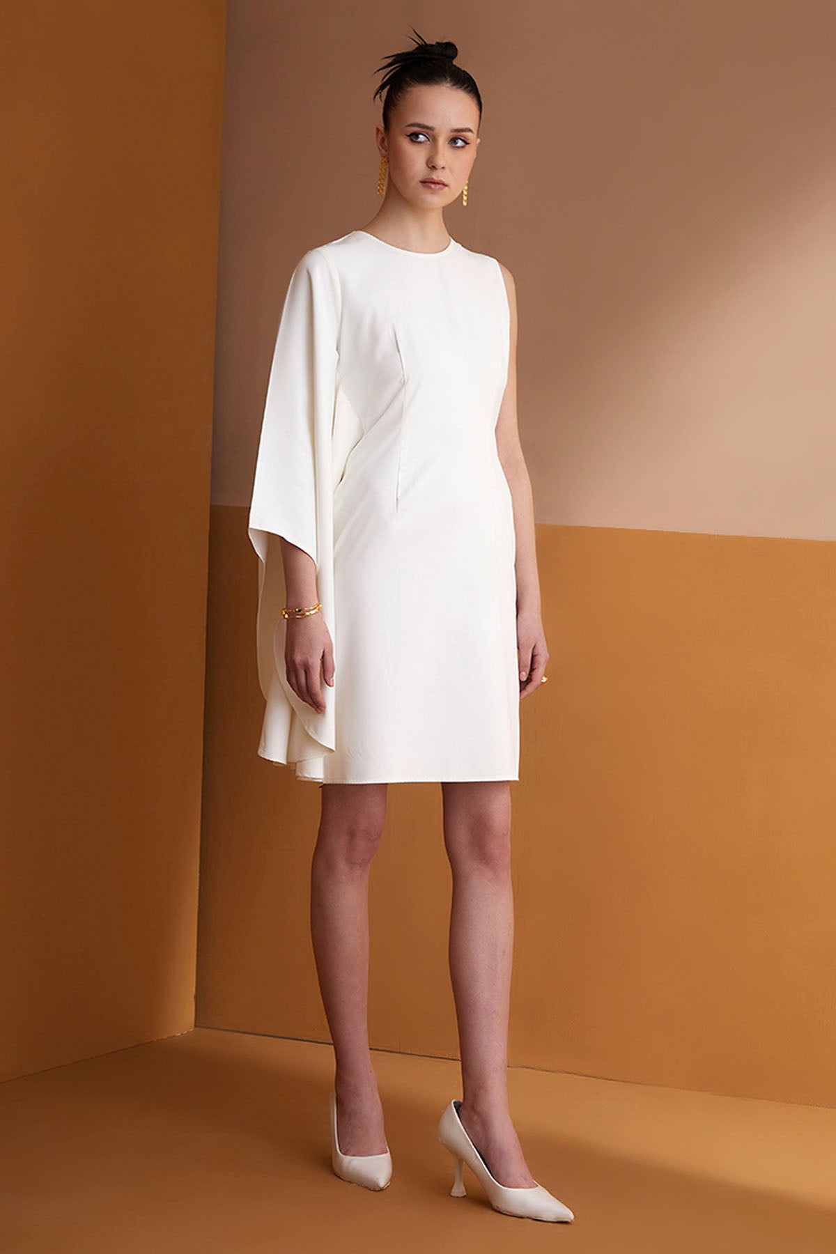 Ivory Flared Sleeve Mini Dress