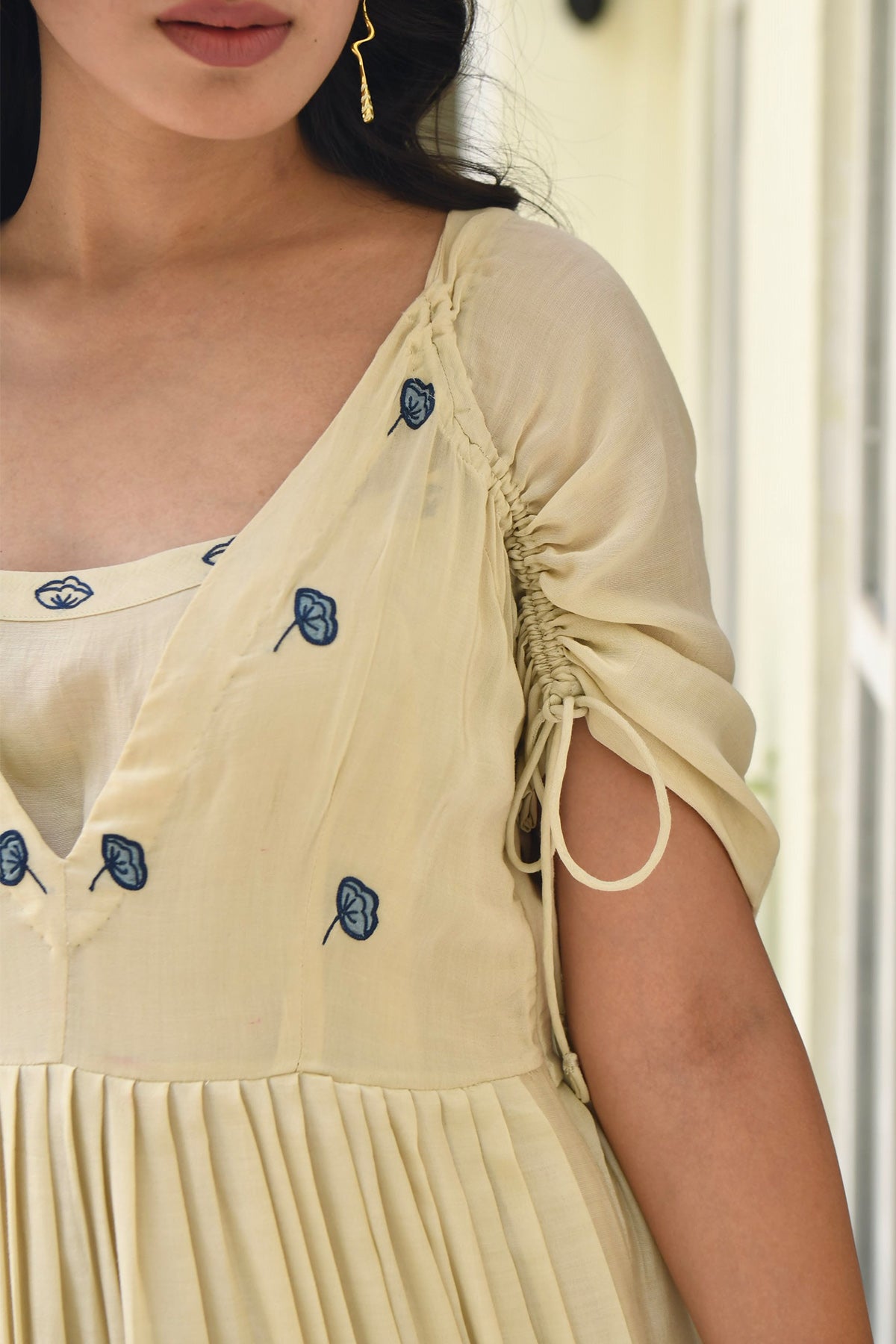 Floral Embroidered Ivory Dress