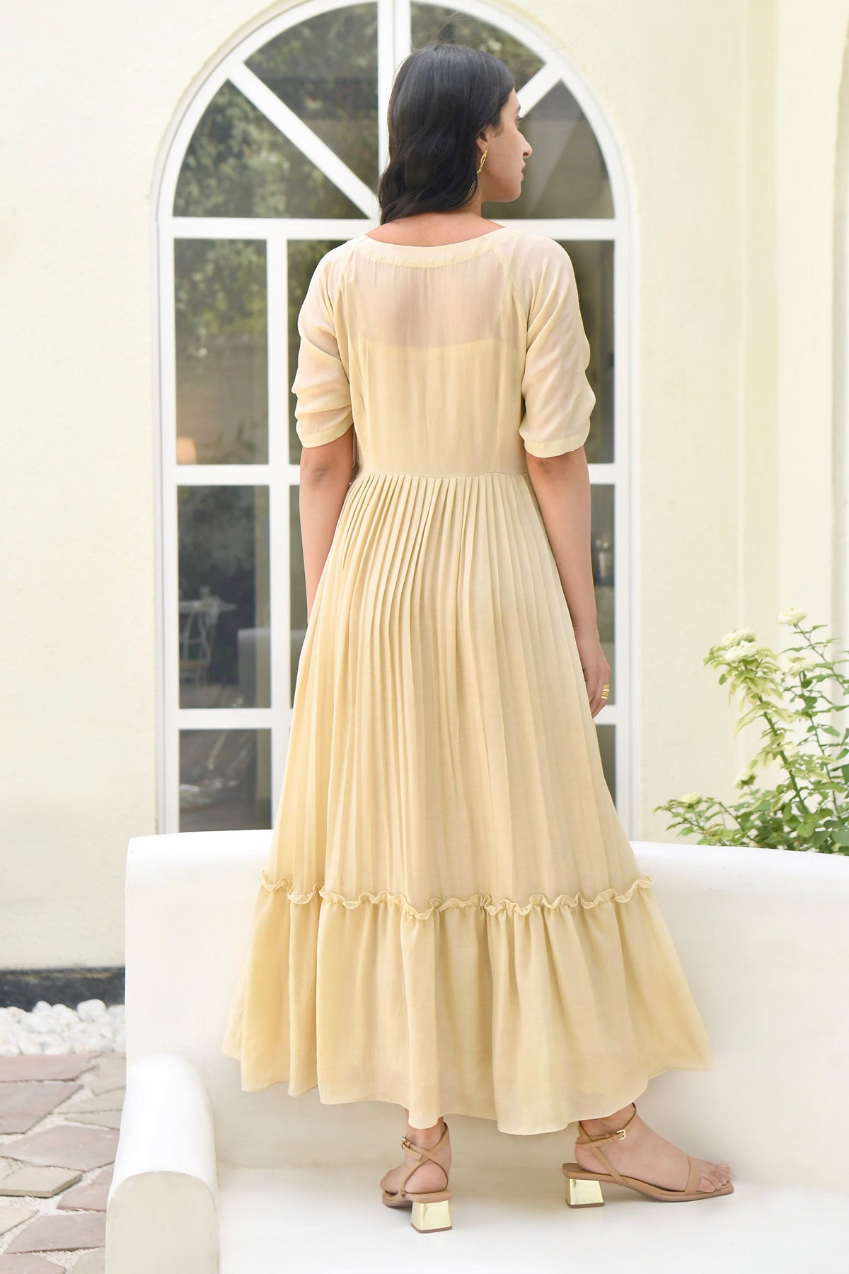 Floral Embroidered Ivory Dress