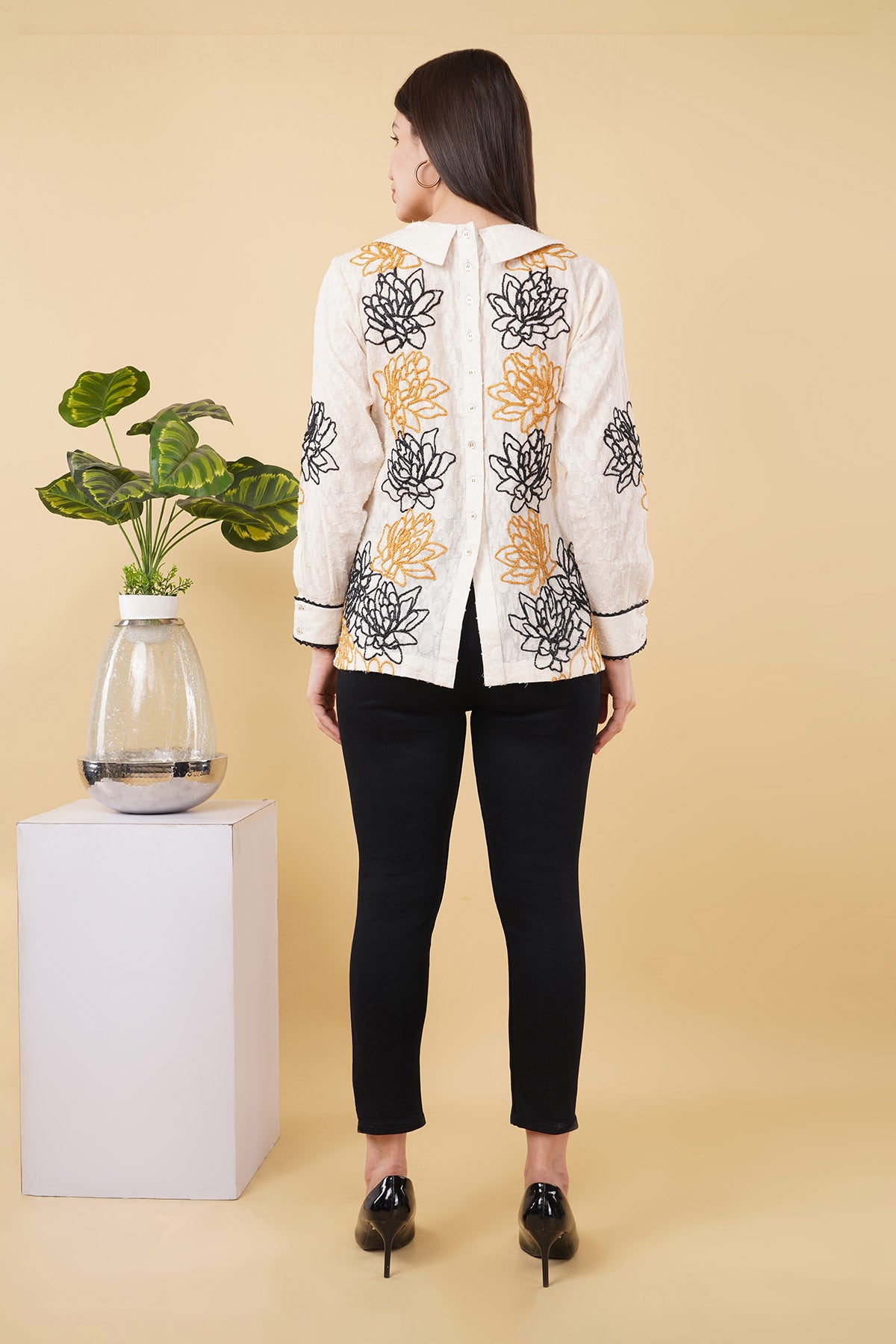 Ivory Floral Embroidered Top