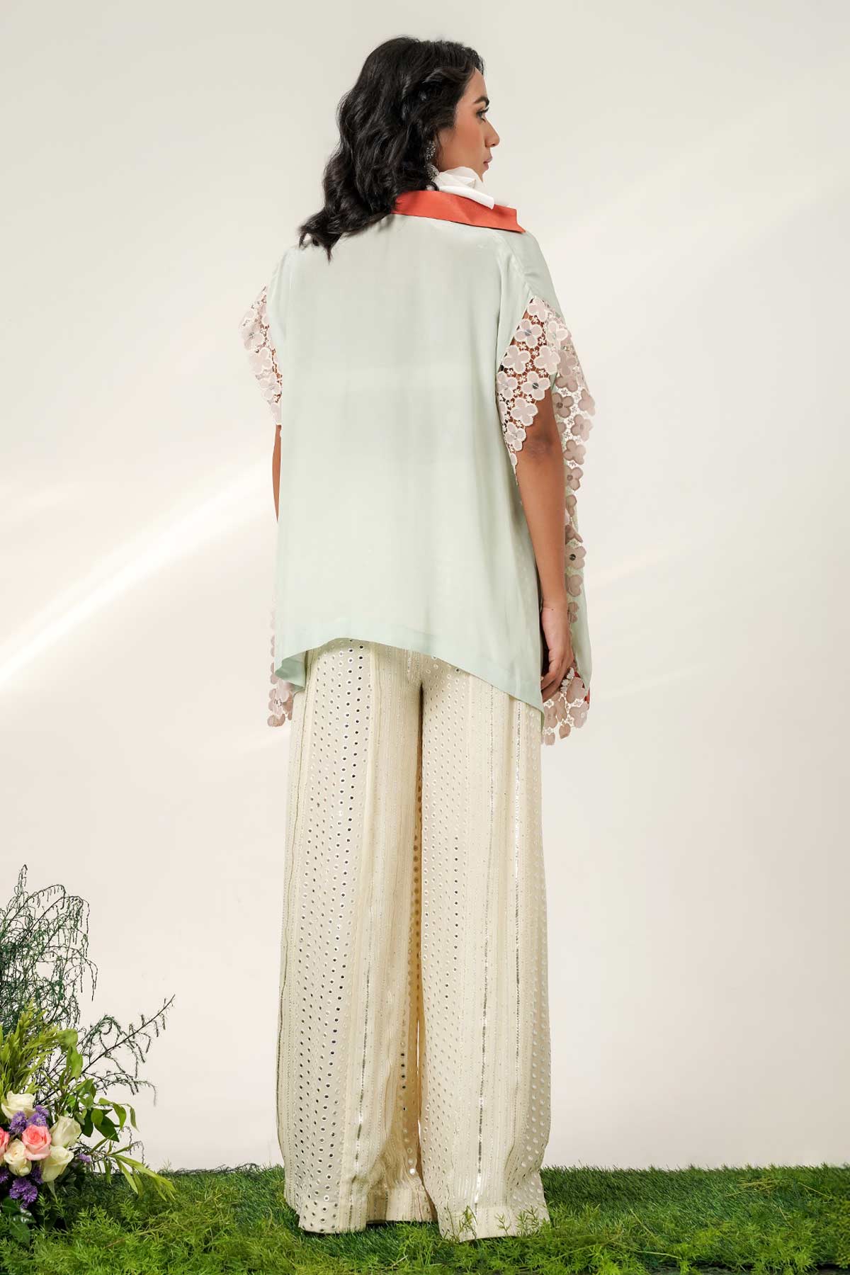 Ivory Floral Patch Sharara Set