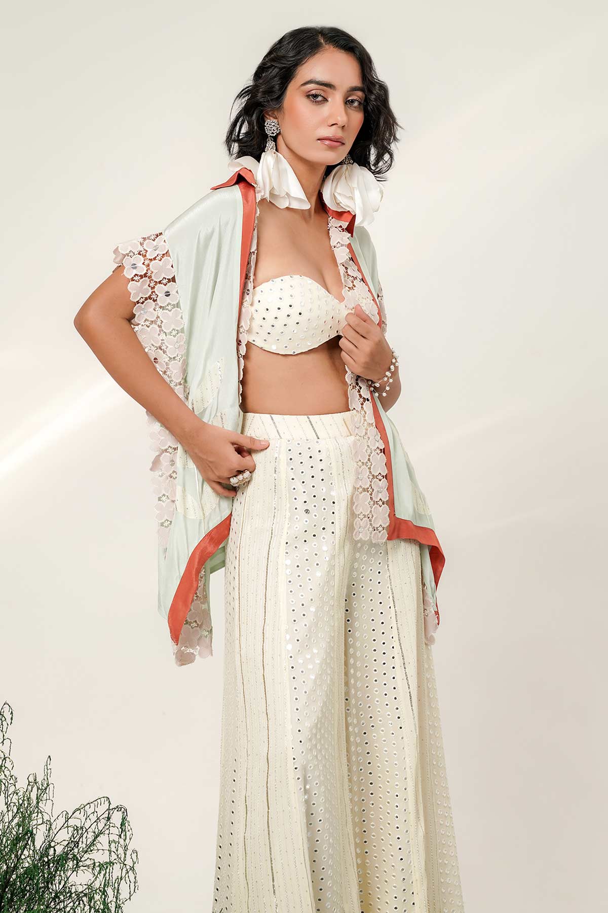 Ivory Floral Patch Sharara Set