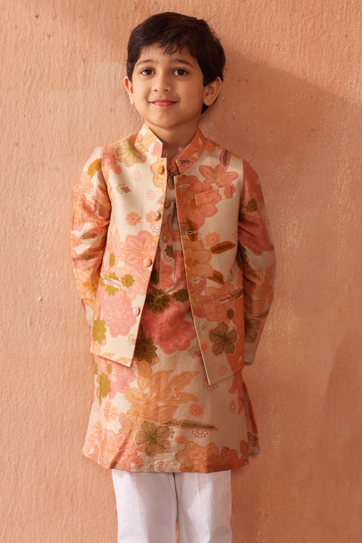 Ivory Floral Printed Jacket Set