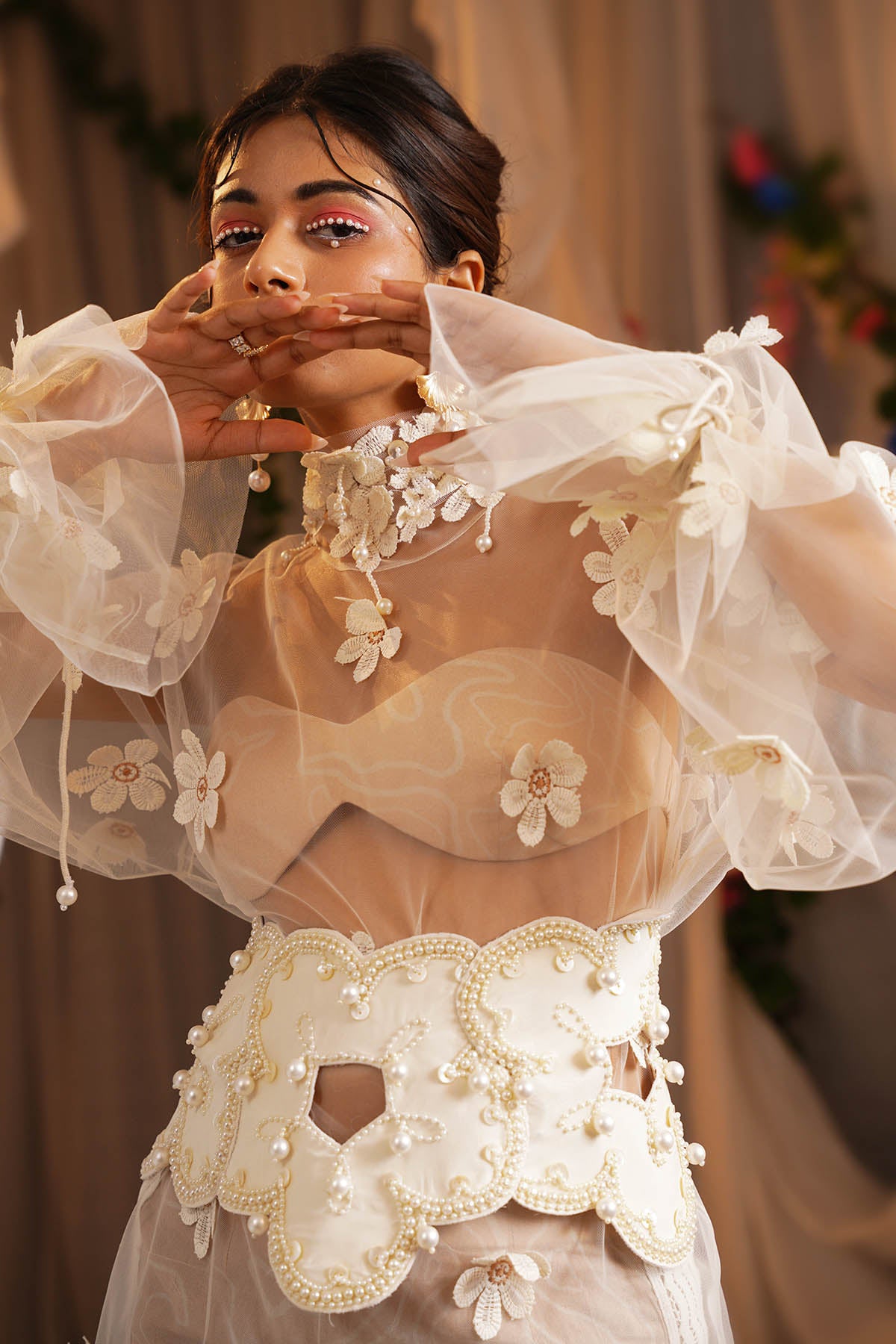 Ivory Floral Printed Skirt Set