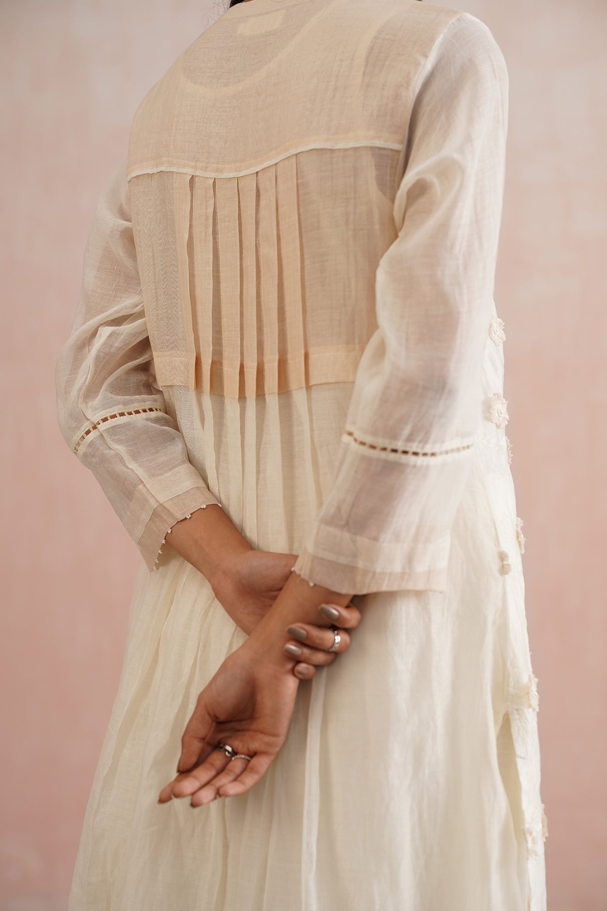 Ivory Floral Work Kurta & Pants