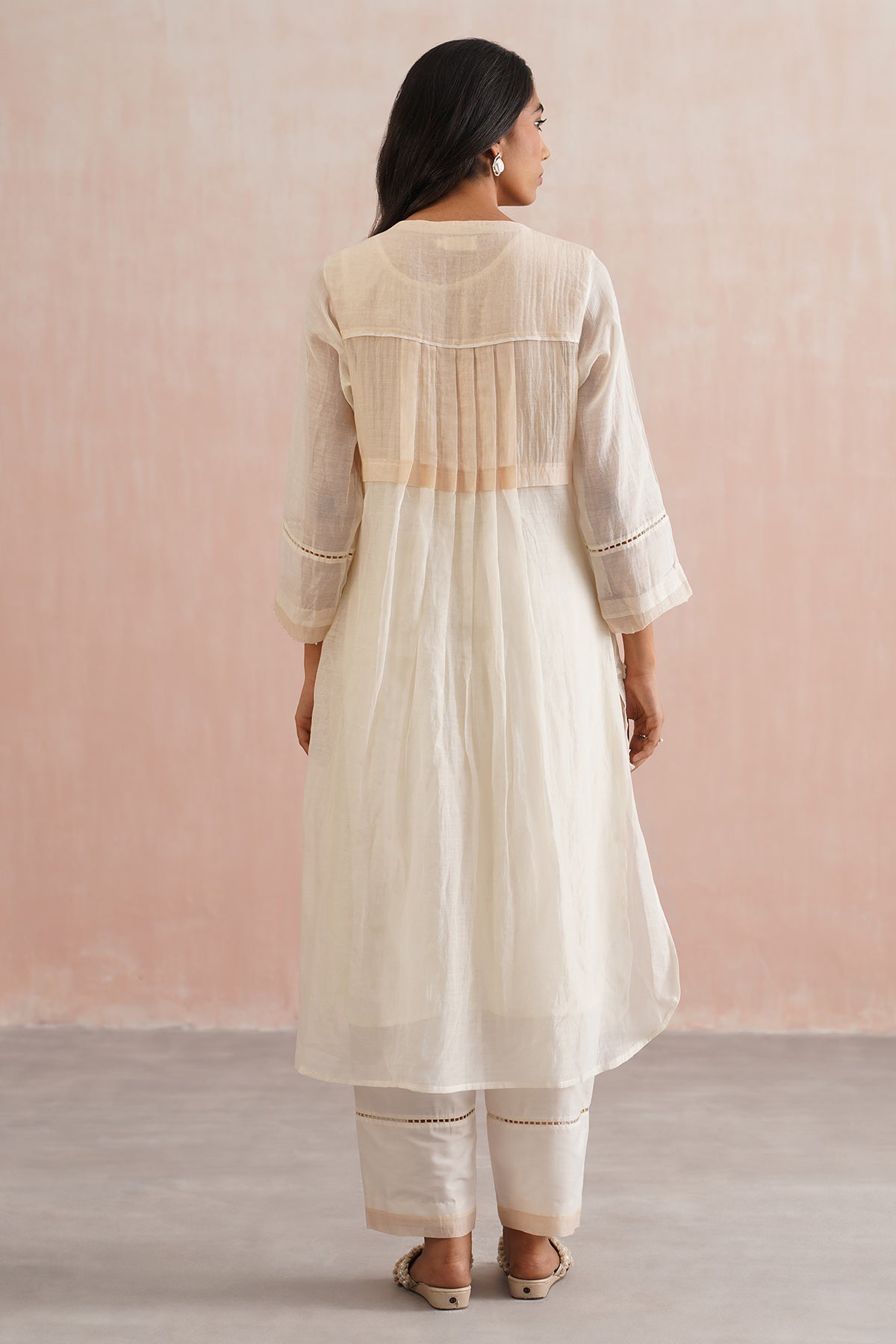 Ivory Floral Work Kurta & Pants