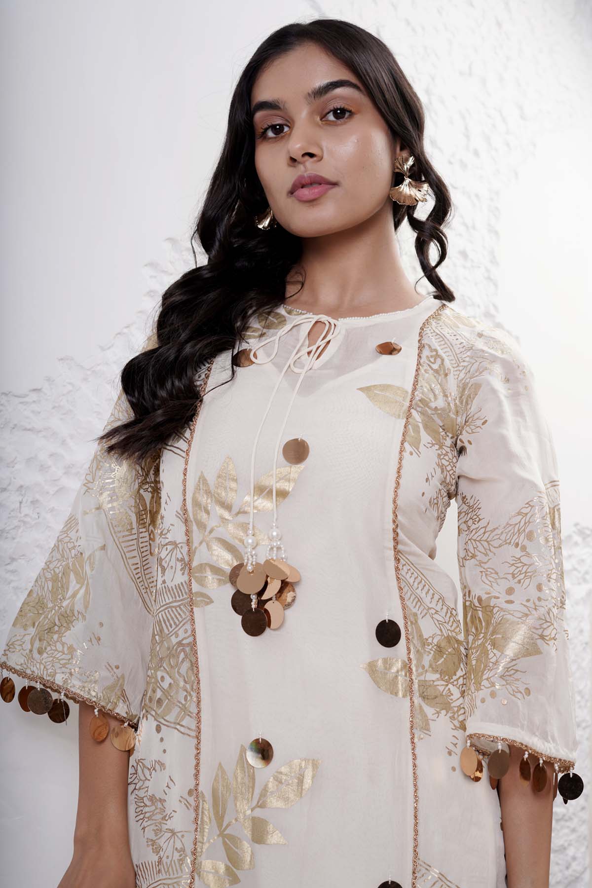 Ivory Foil Print Kurta & Pants
