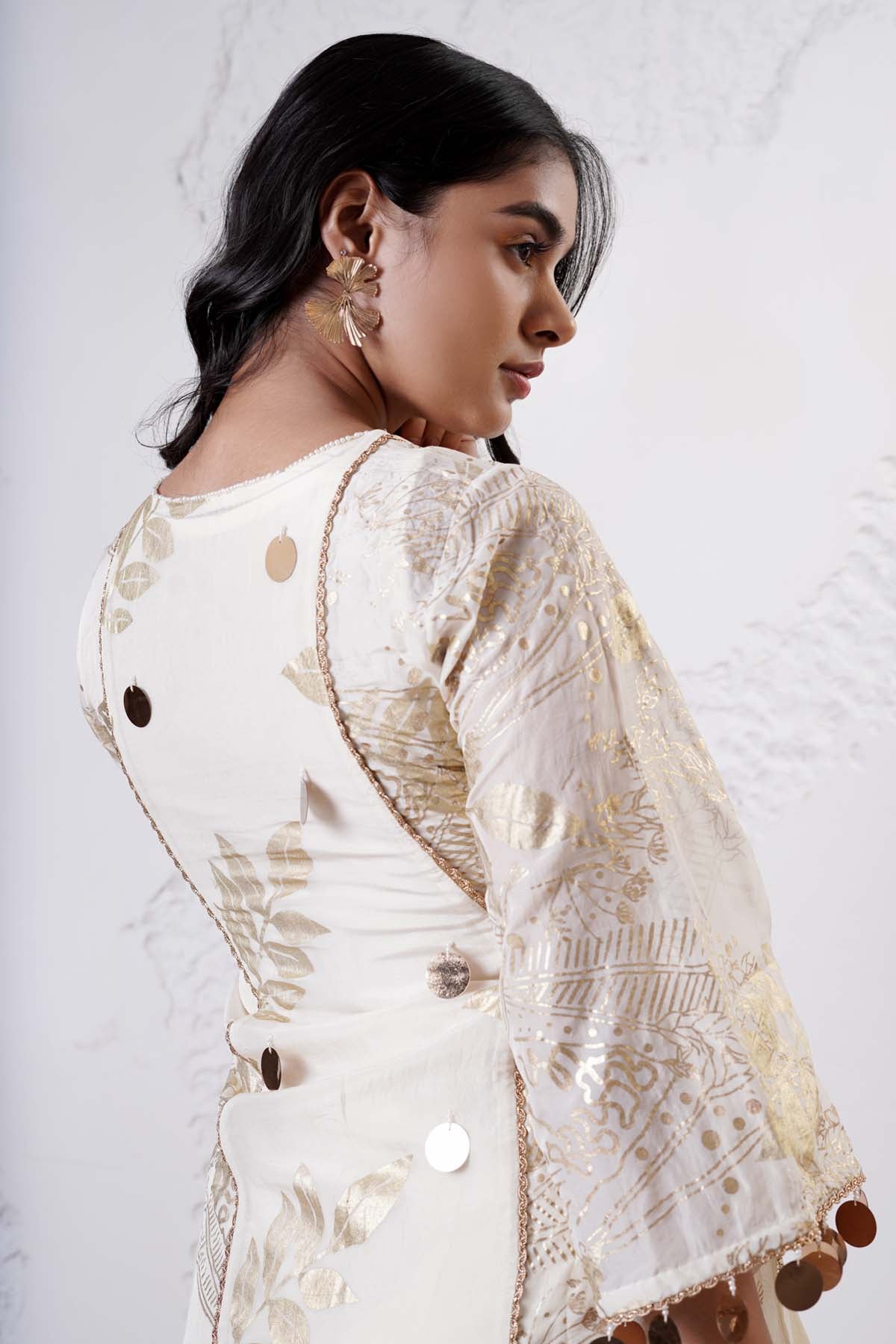 Ivory Foil Print Kurta & Pants