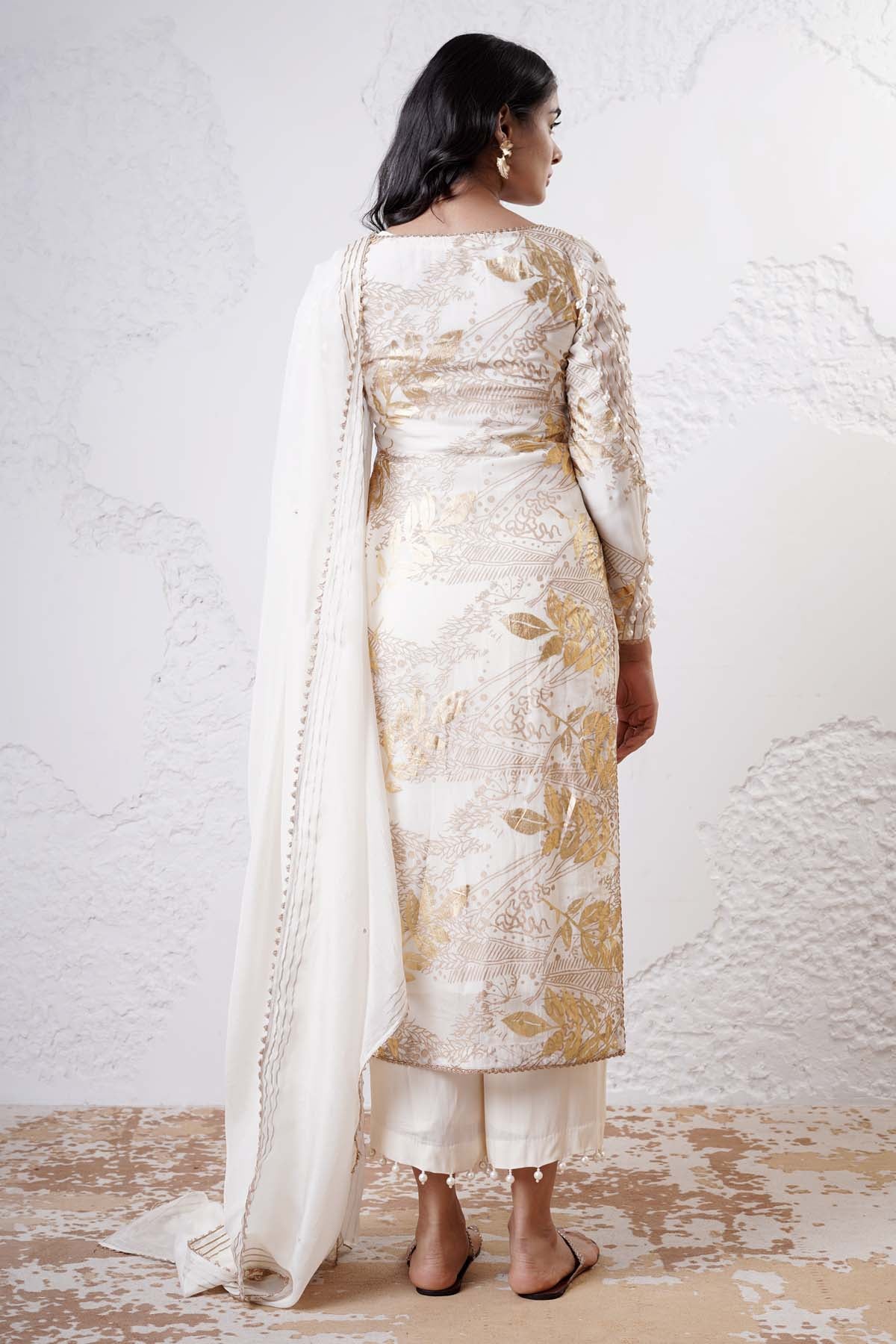 Ivory Foil Printed Kurta Set