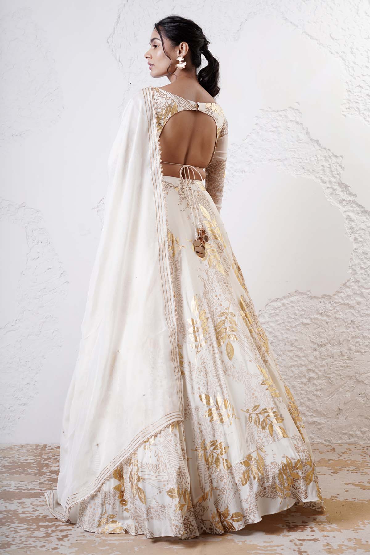 Ivory Foil Printed Lehenga Set