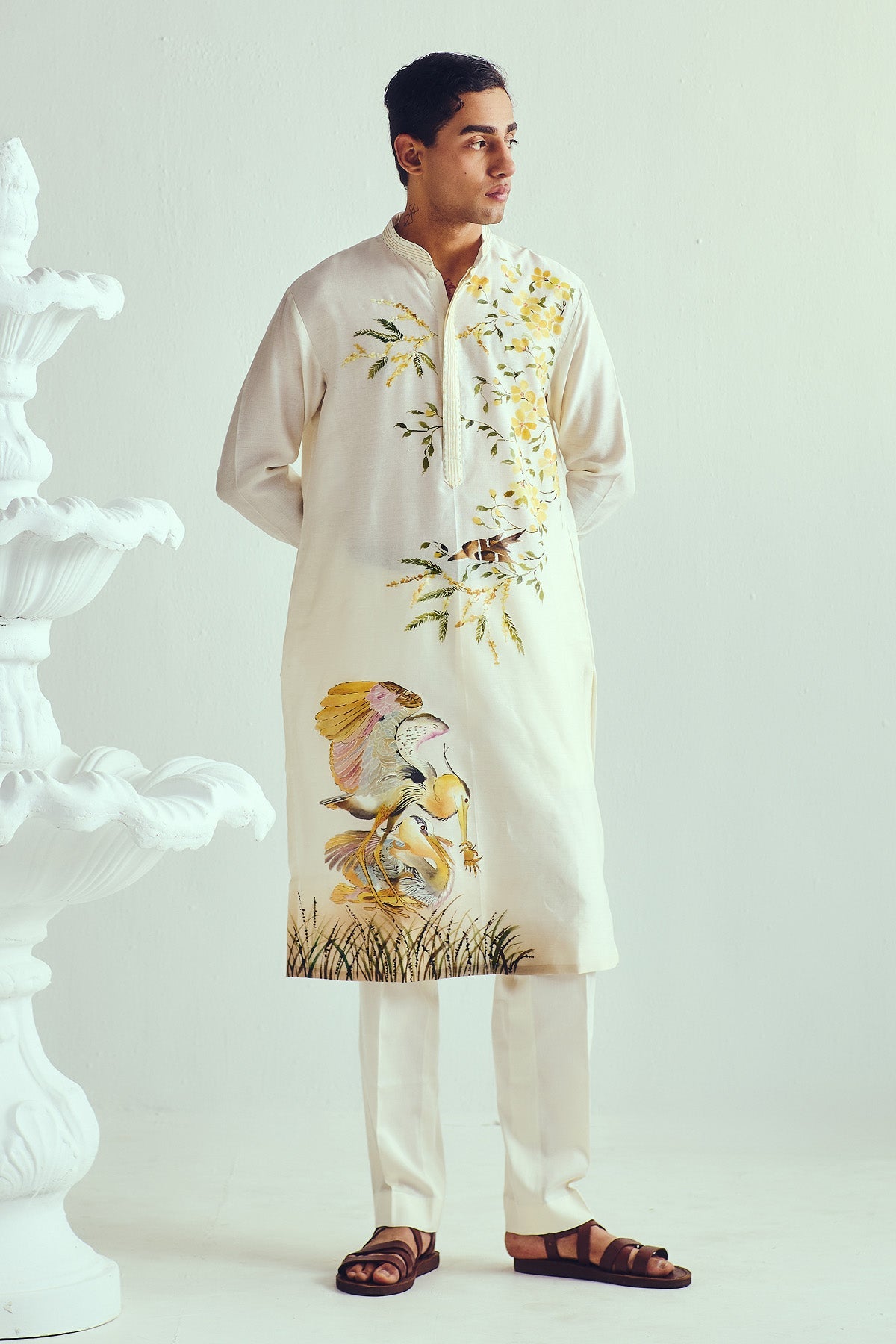 Buy Ivory Full Sleeves Kurta & Pants by WABI SABI for Men online at ScrollnShops