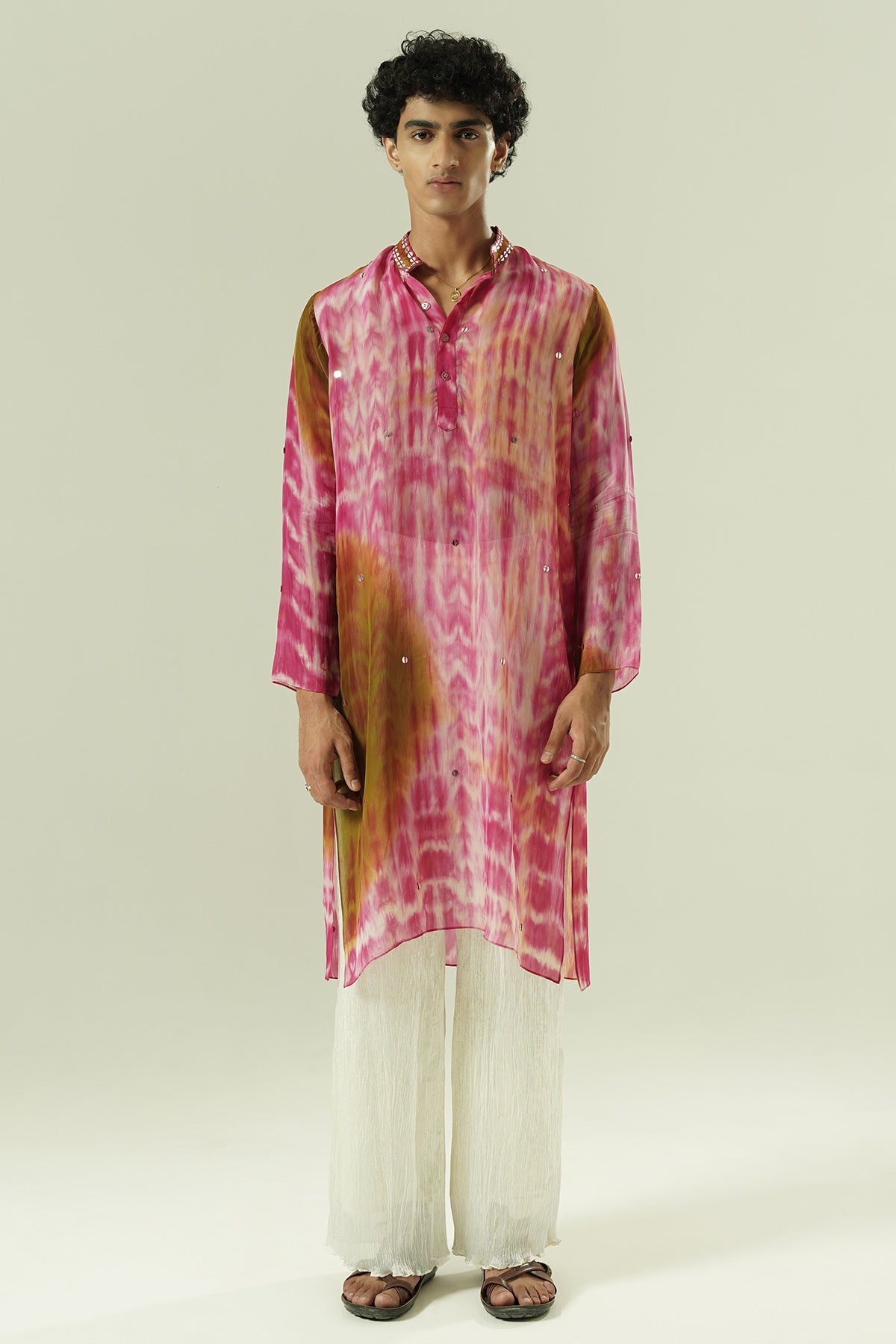 Pink & Ivory Tie Dye Kurta Set