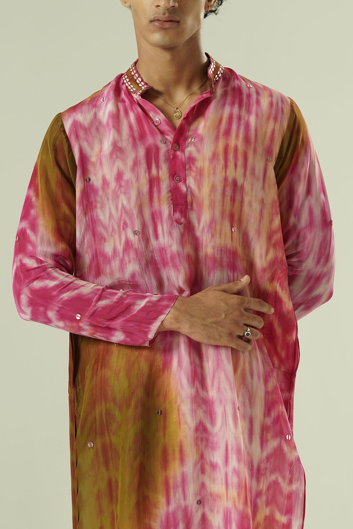 Pink & Ivory Tie Dye Kurta Set