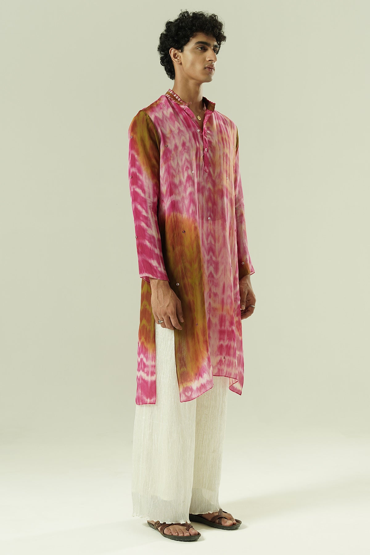 Pink & Ivory Tie Dye Kurta Set