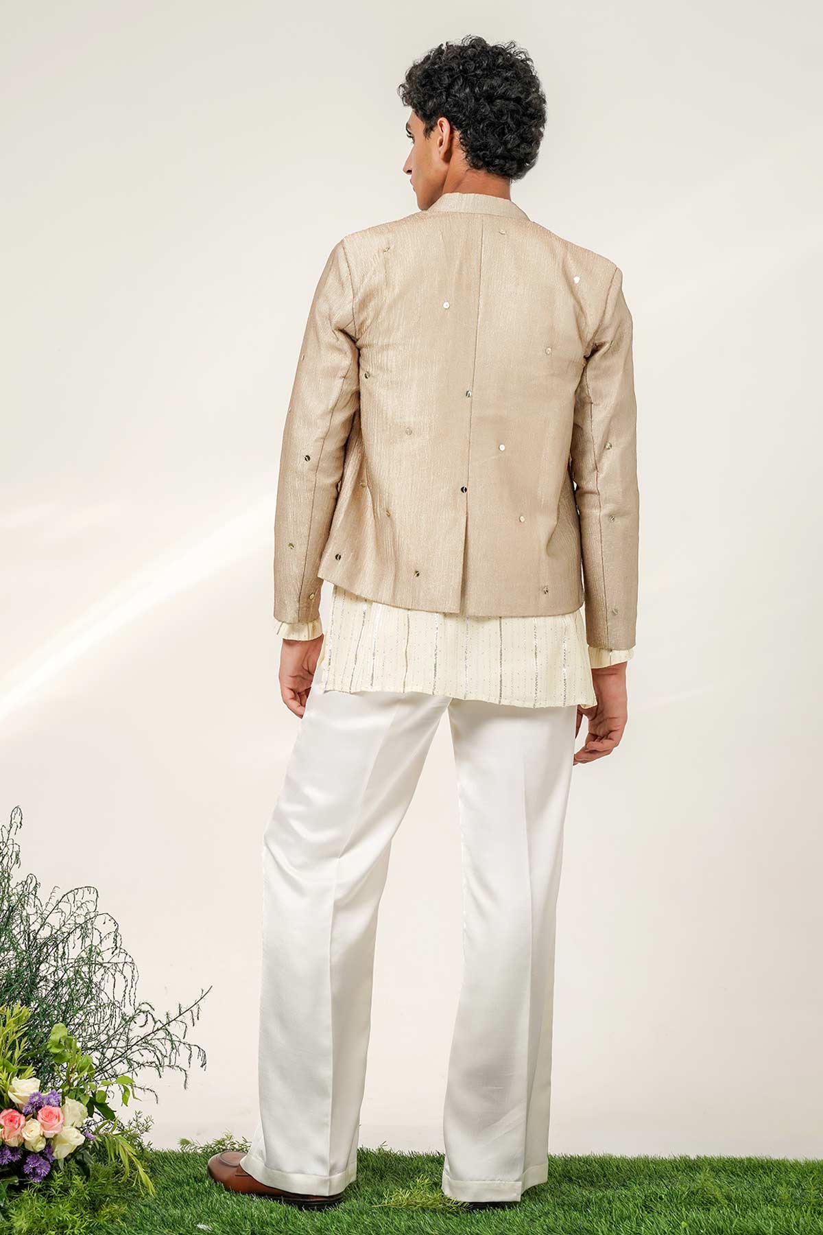 Ivory & Gold Tissue Kurta Set