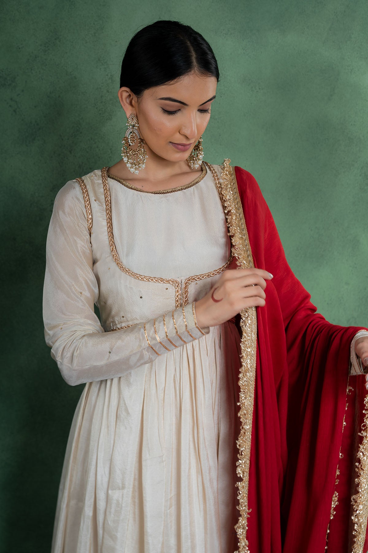 Ivory Gotawork Anarkali Set