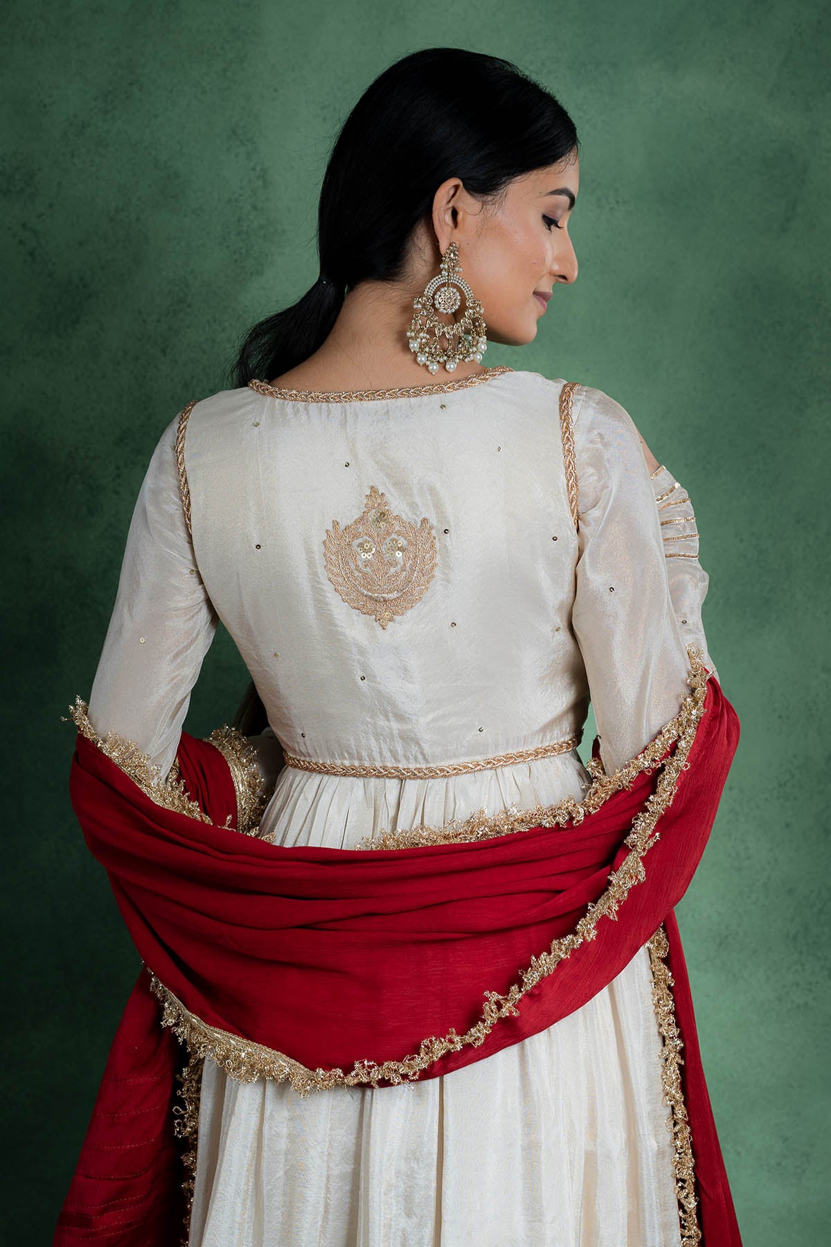 Ivory Gotawork Anarkali Set