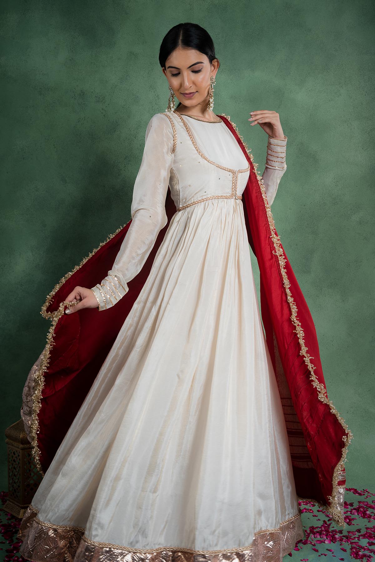 Ivory Gotawork Anarkali Set