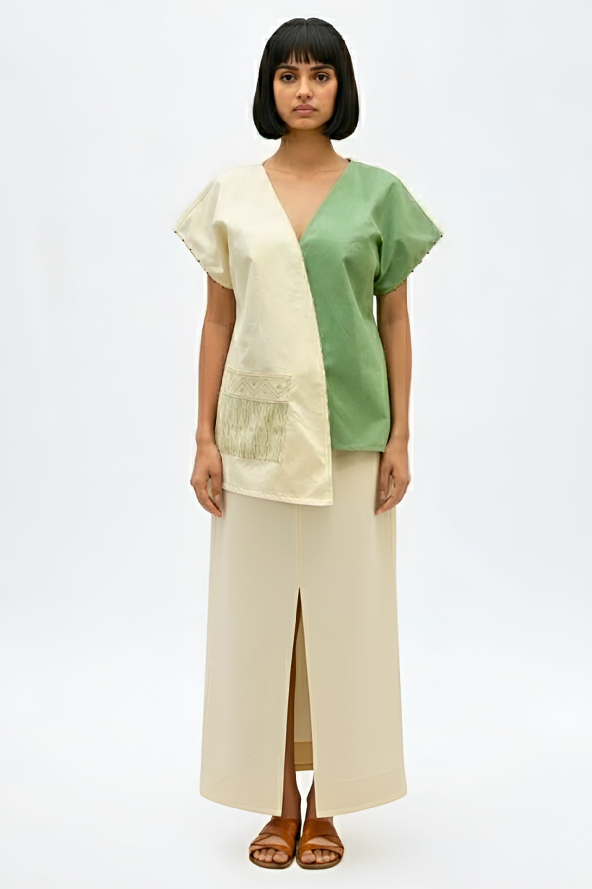 Buy Ivory & Green Twill Co-ord Set for women by Neora online available at scrollnshops