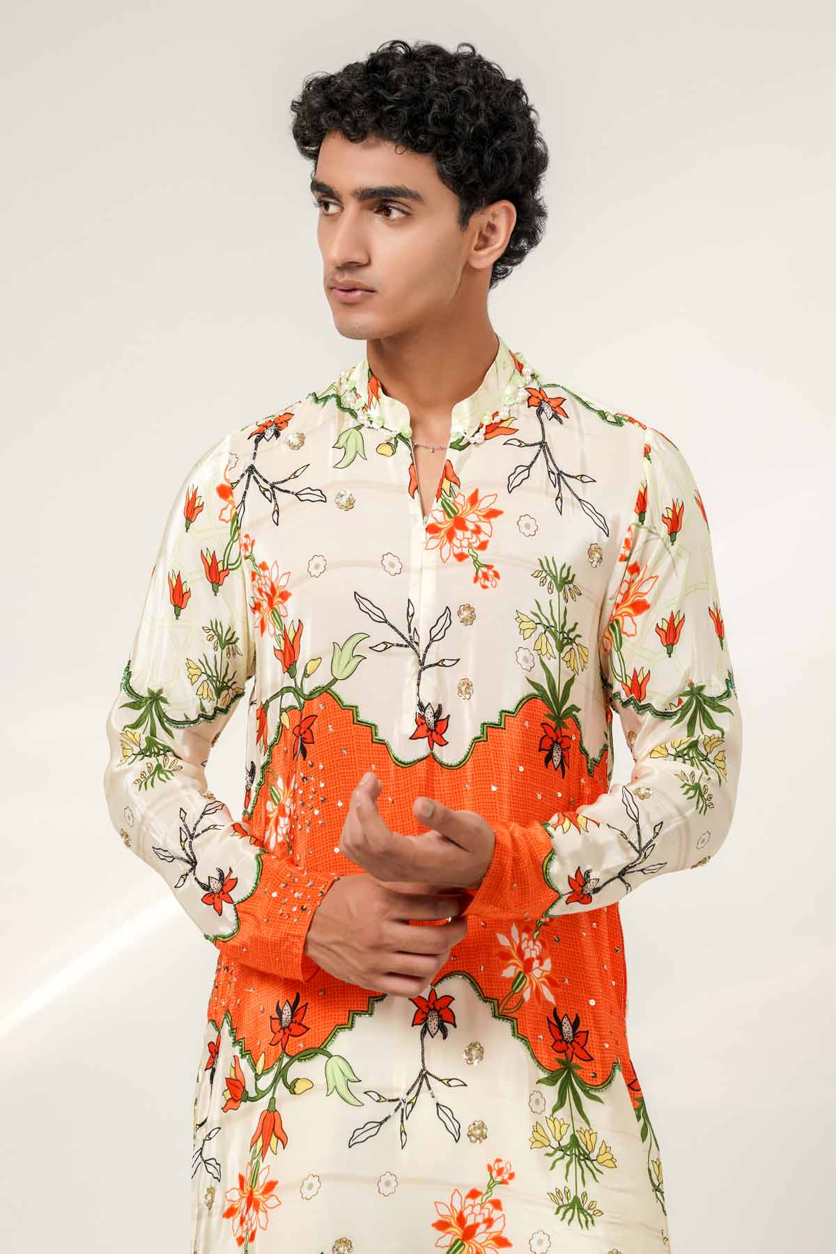 Ivory Gul Printed Kurta & Pants
