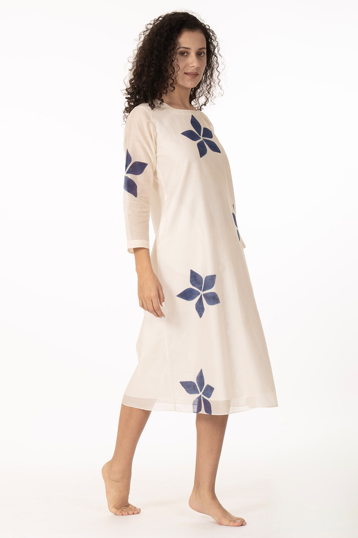 Ivory Hand Block Printed Dress