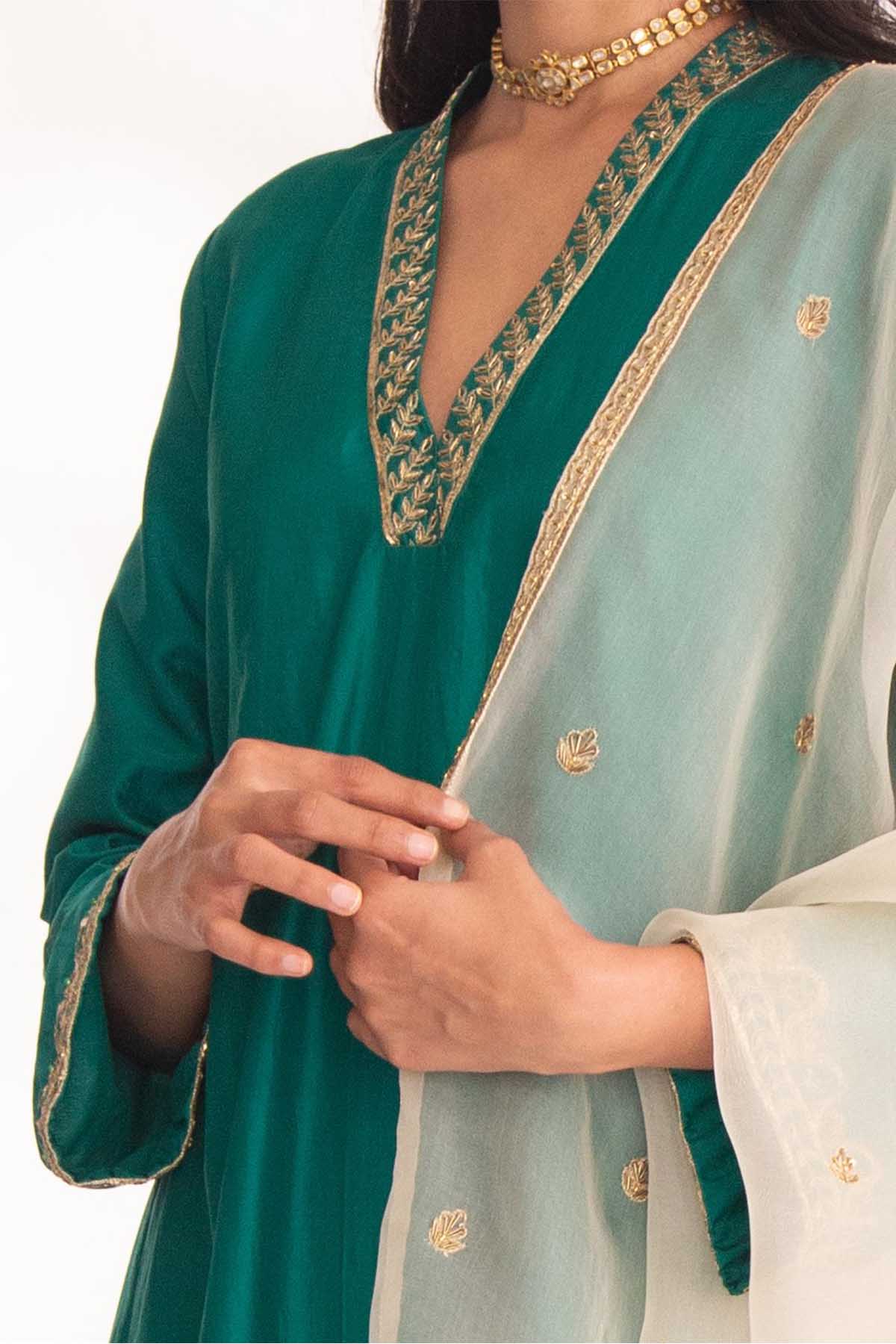 Ivory Hand Embroidered Dupatta