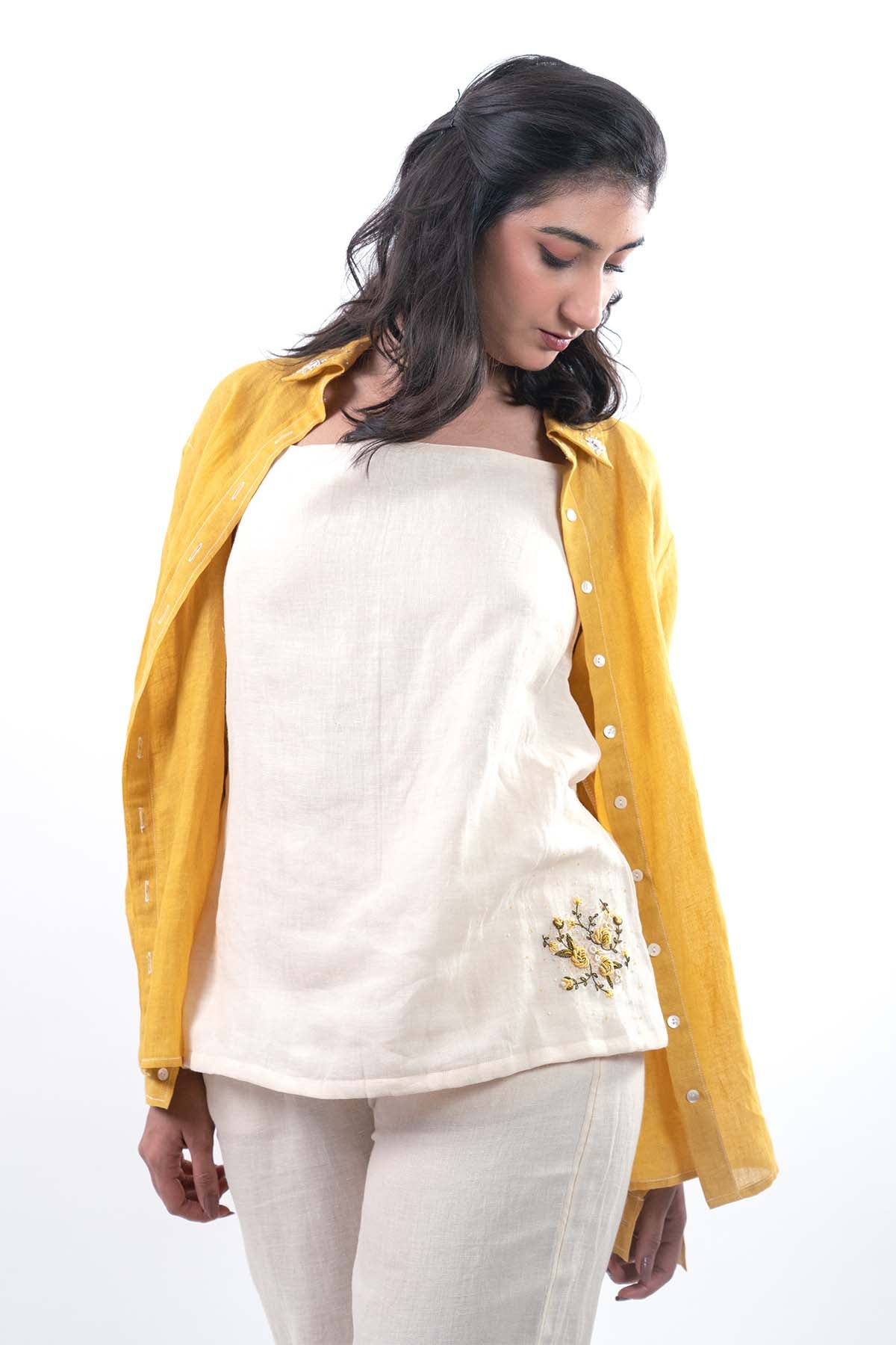 Ivory Hand Embroidered Pants Set