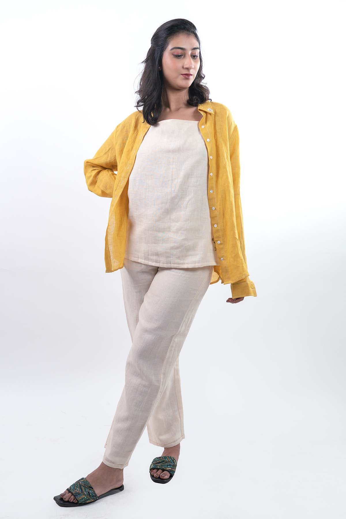 Buy Designer Ivory Hand Embroidered Pants Set Online