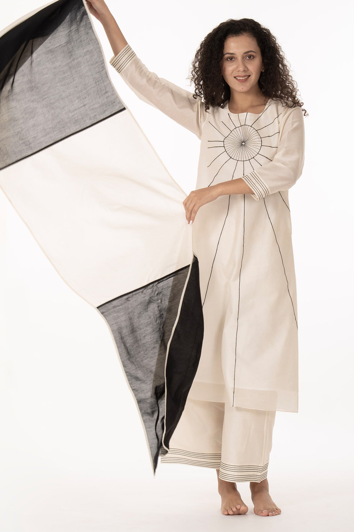 Ivory Hand Embroidery Kurta Set