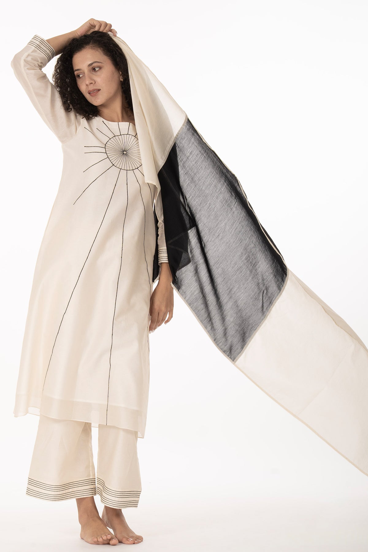 Ivory Hand Embroidery Kurta Set