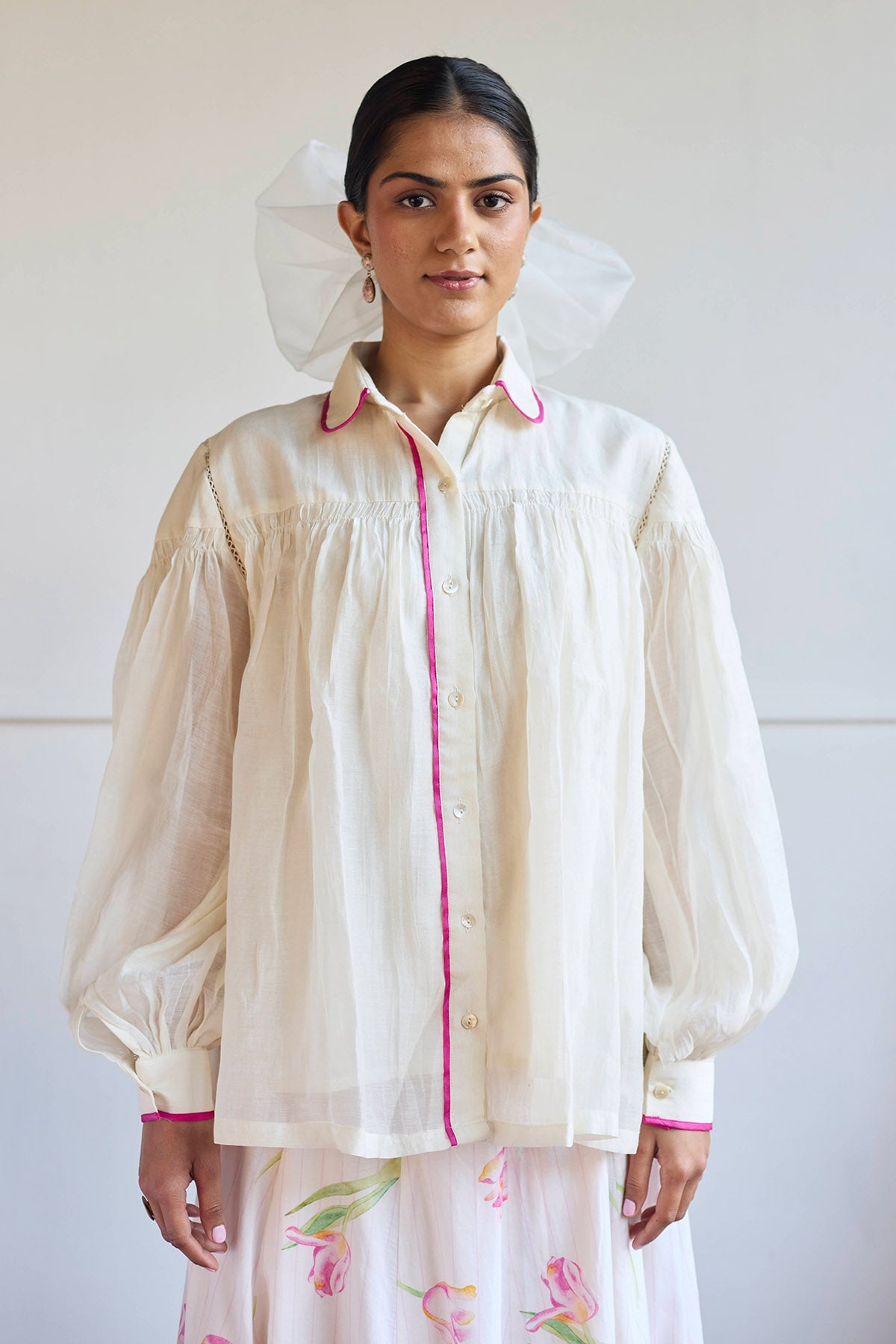 Buy Ivory Handwoven Chanderi Shirt by Juanita by Shubhda for women online at ScrollnShops