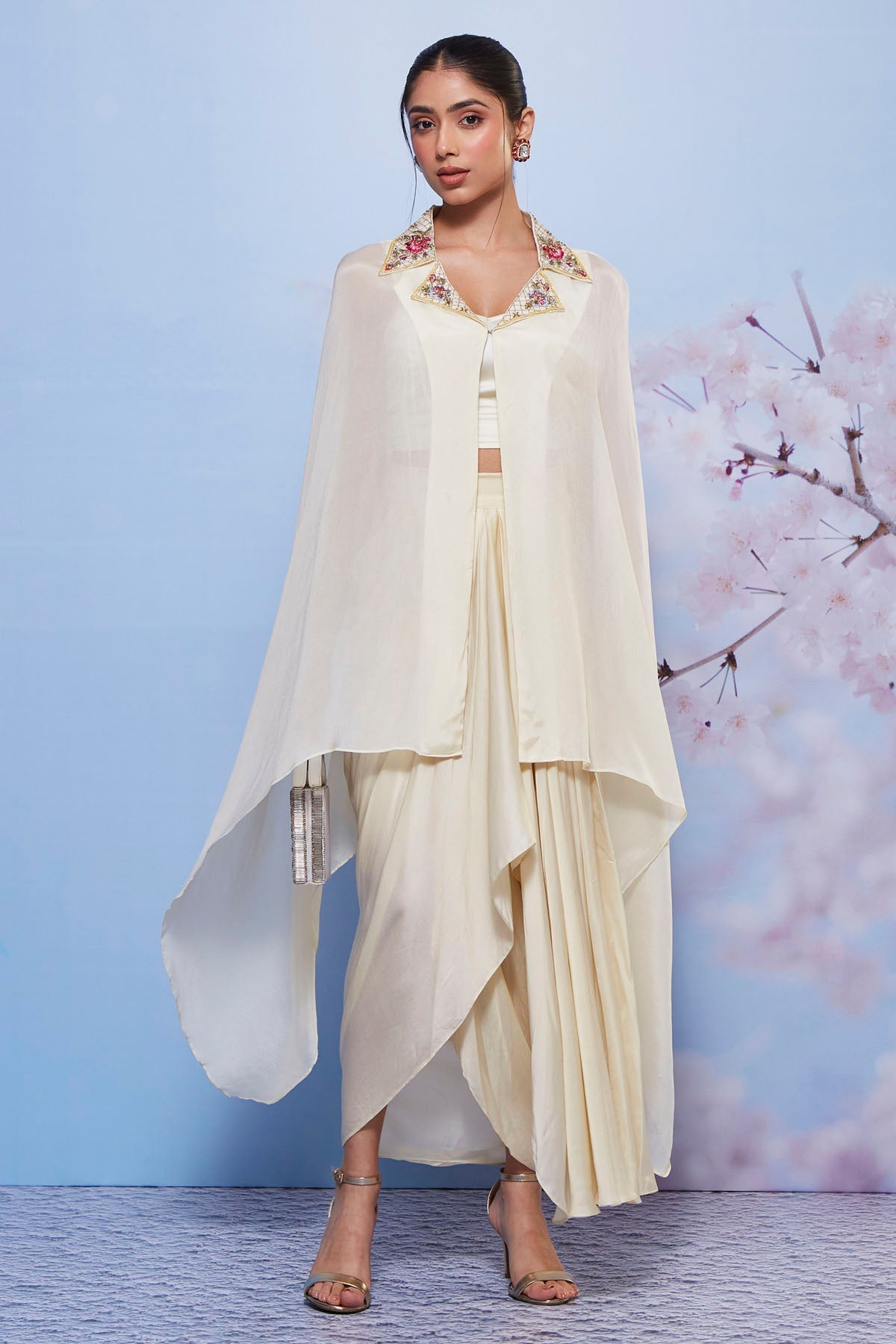 Buy Ivory Indo-Western Cape Set Online