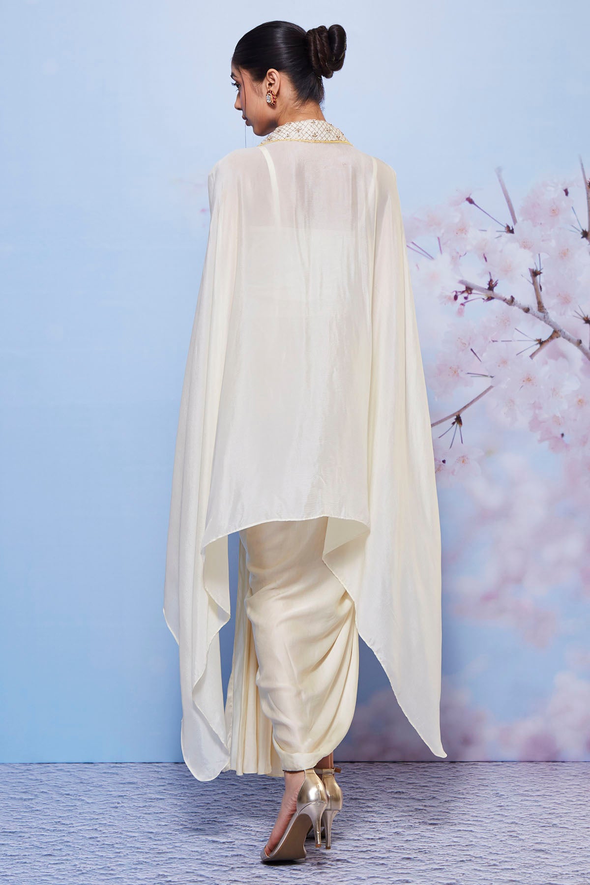 Ivory Indo-Western Cape Set