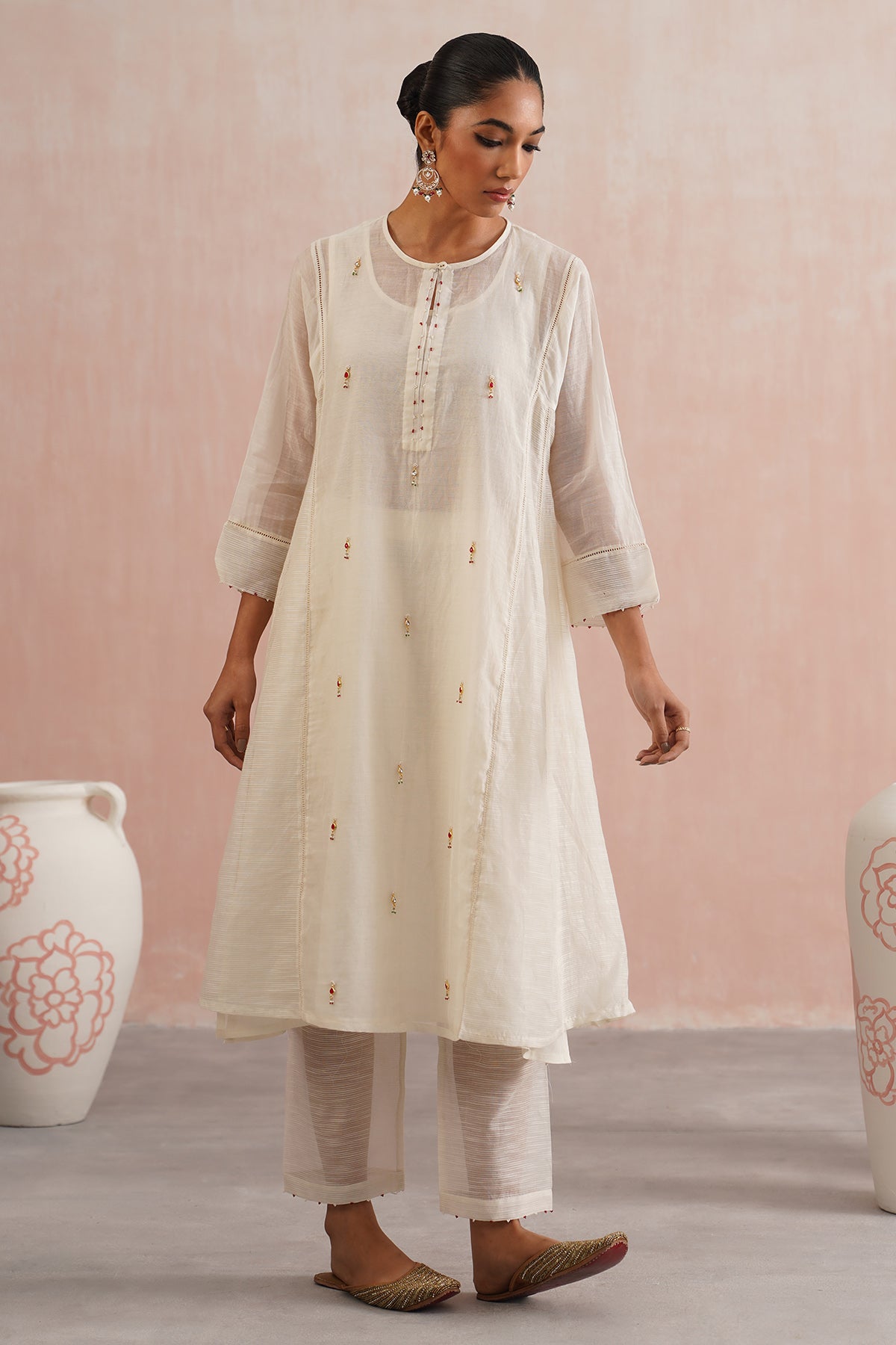 Ivory Jewels Work Kurta Set