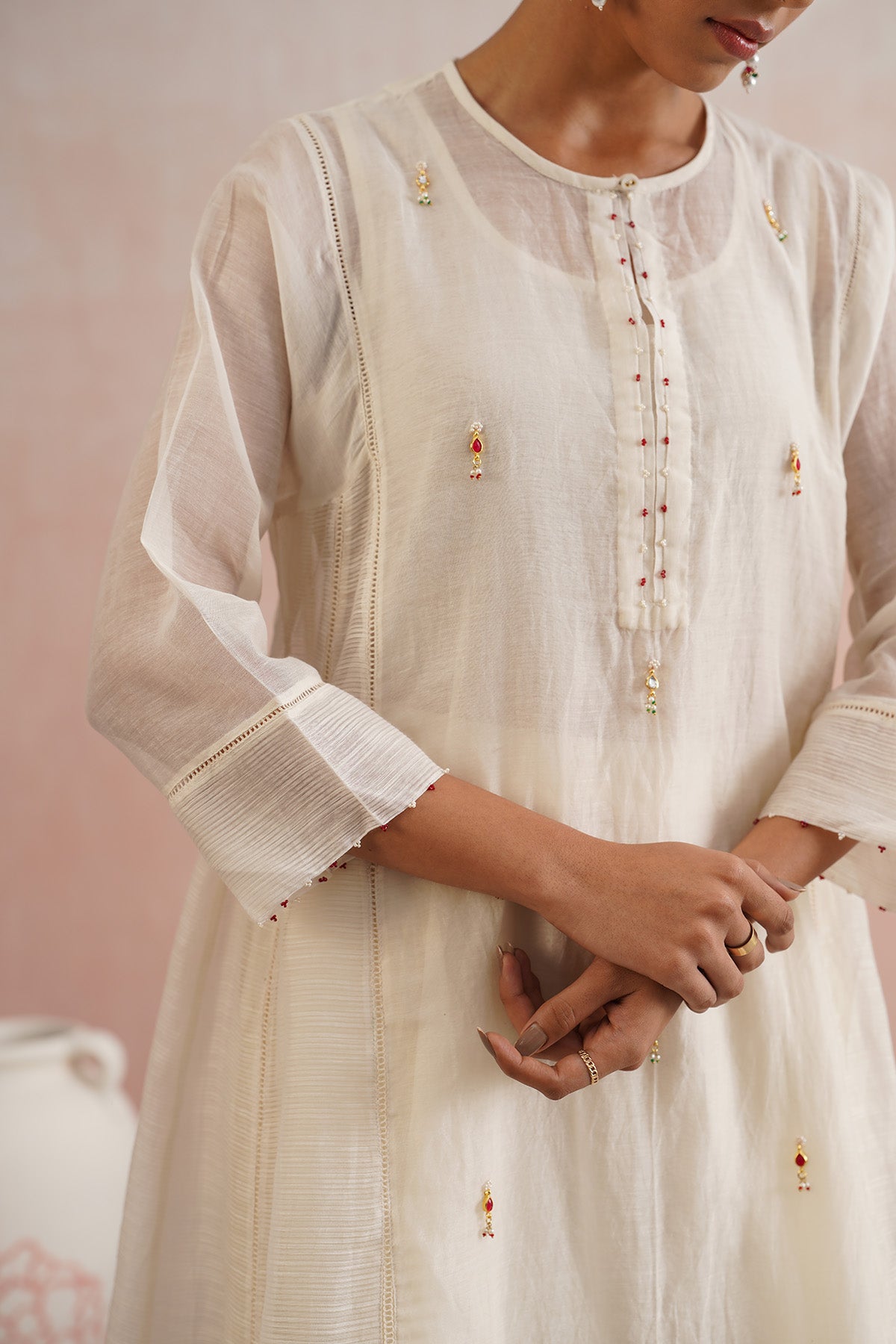 Ivory Jewels Work Kurta Set