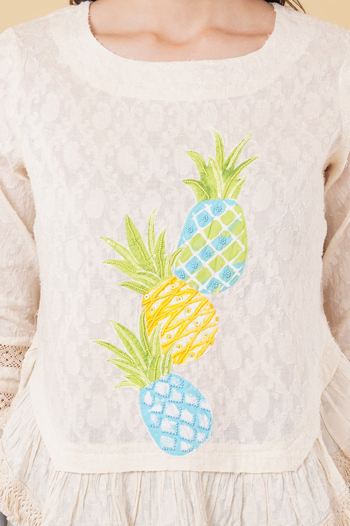Ivory Lace Applique Work Top