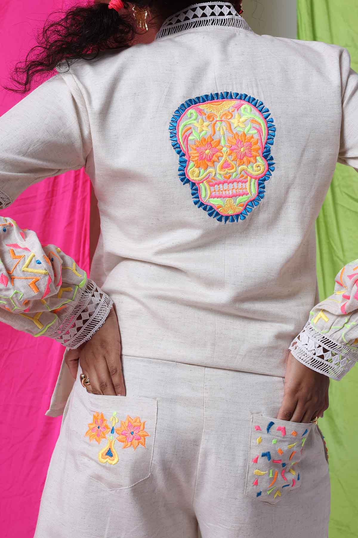 Ivory Lace Detail Top & Shorts