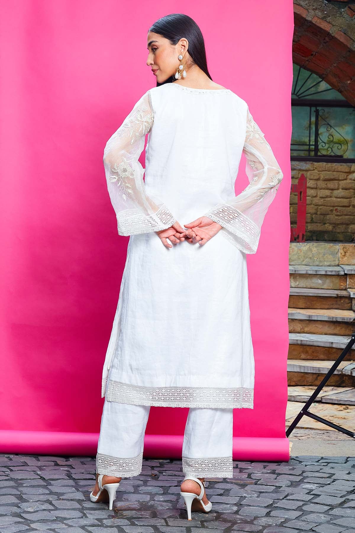 Ivory Lace Embroidered Kurta Set