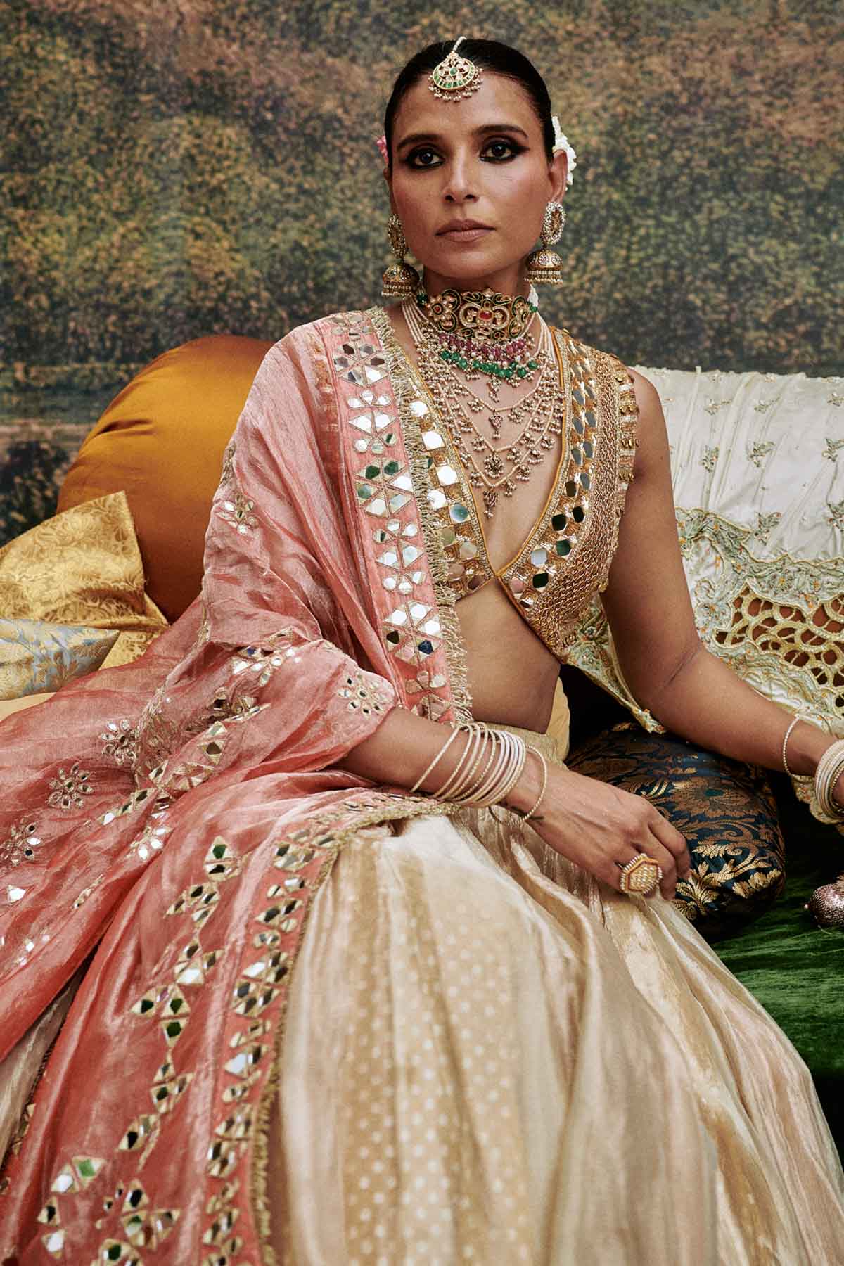 Ivory Lampi Work Lehenga Set