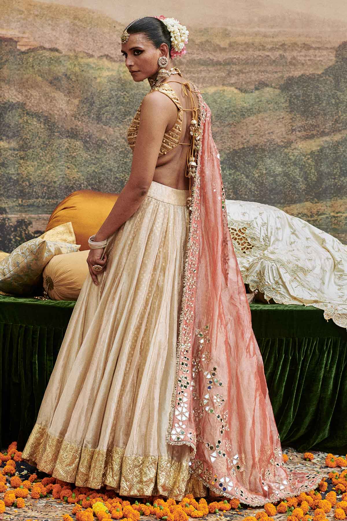 Ivory Lampi Work Lehenga Set