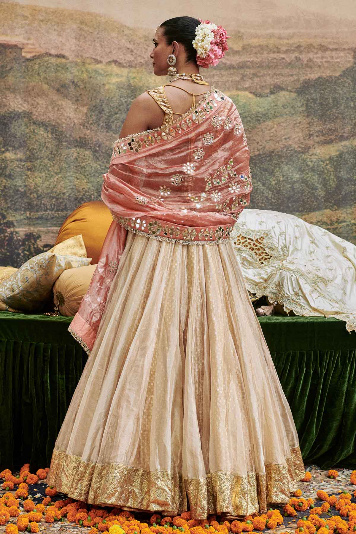 Ivory Lampi Work Lehenga Set