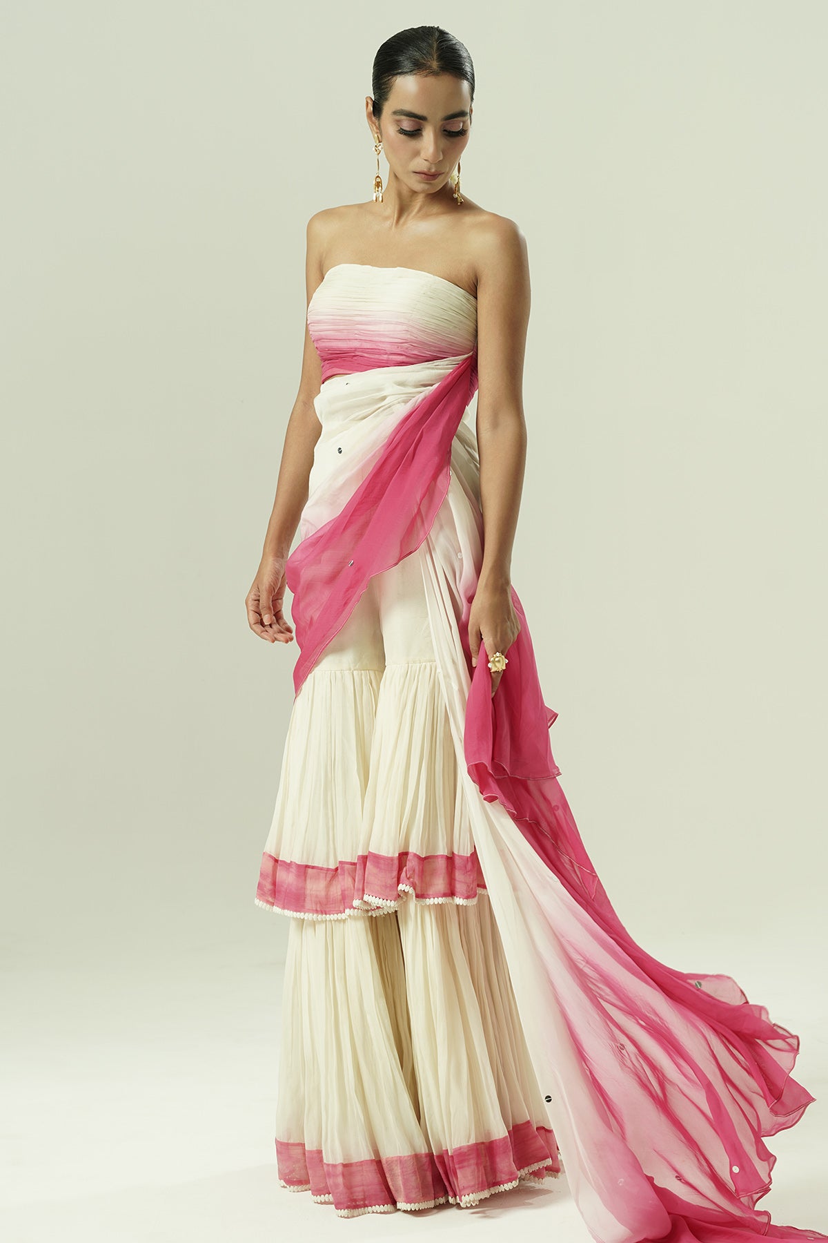 Ivory Layered Indo-Western Set