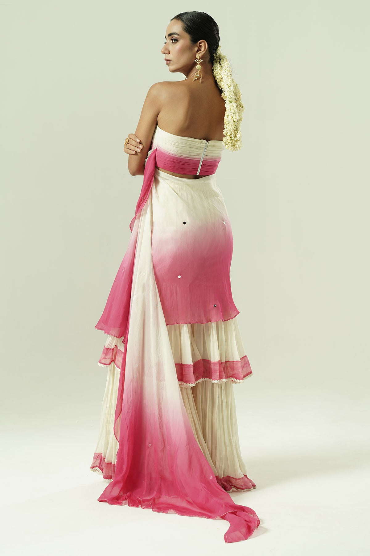 Ivory Layered Indo-Western Set